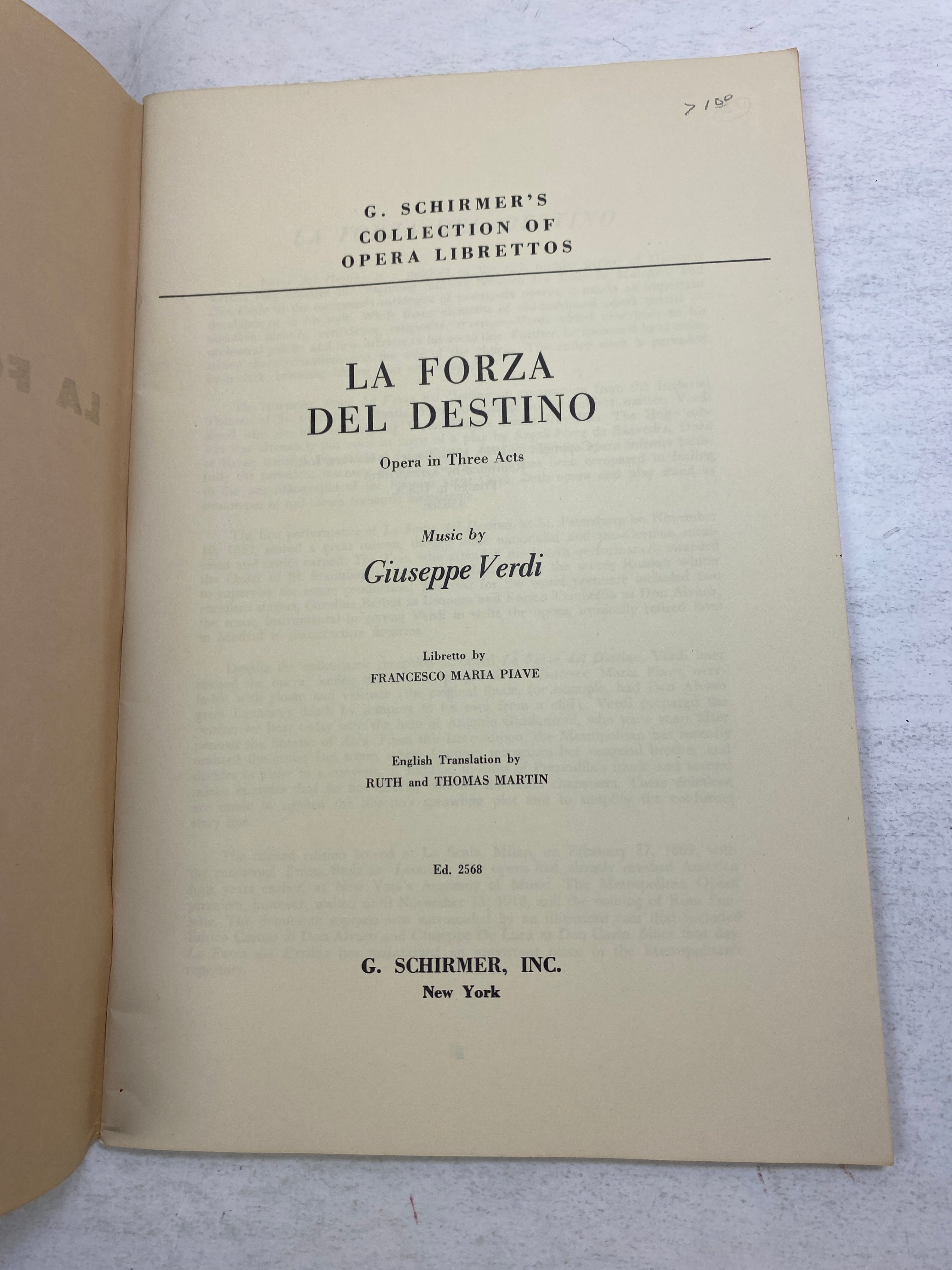 Lot of 4 Vintage Opera Programs Forza del Destino Carmen