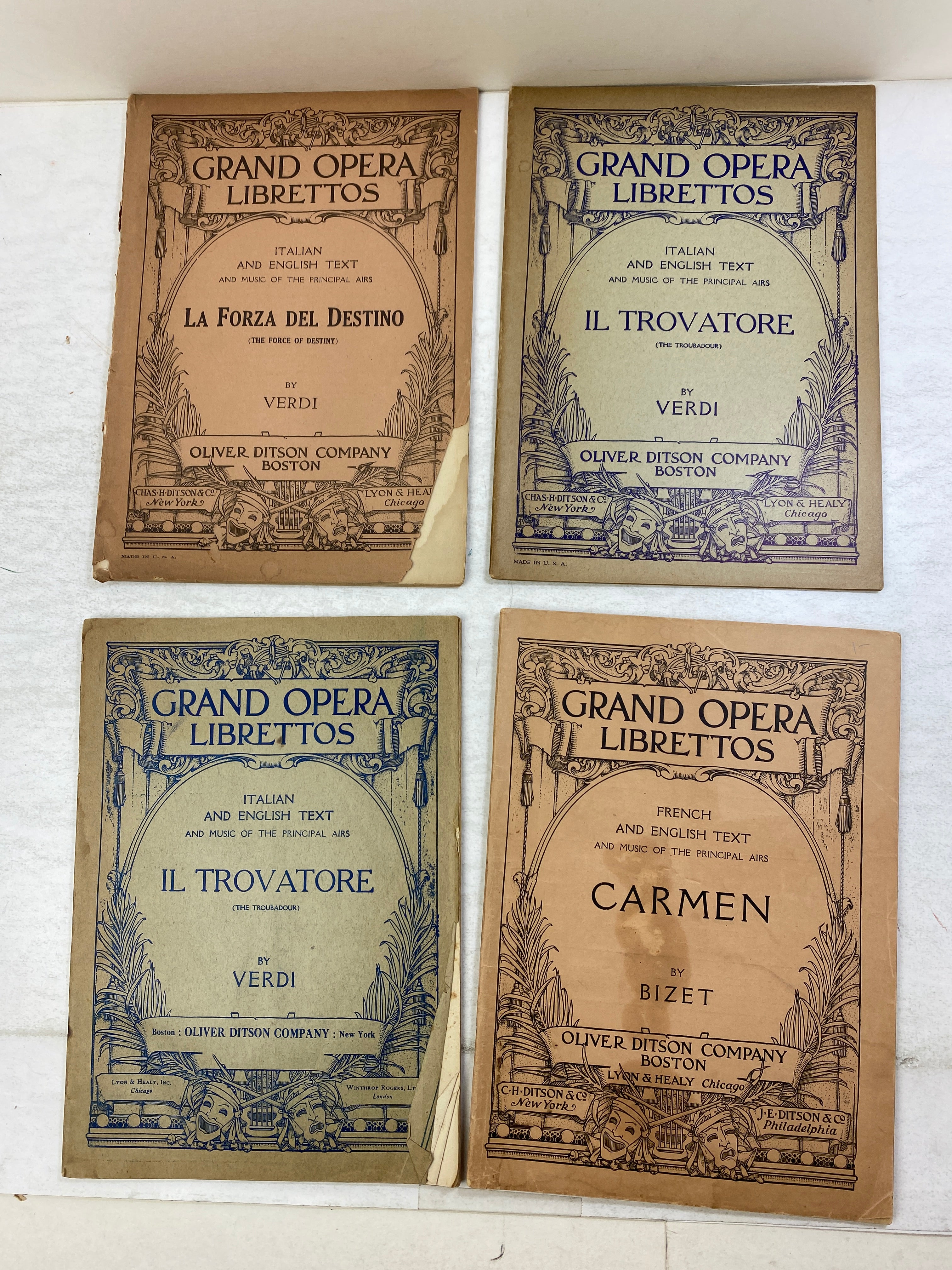 Lot of 4 Vintage Opera Programs Oliver Ditson Co Boston