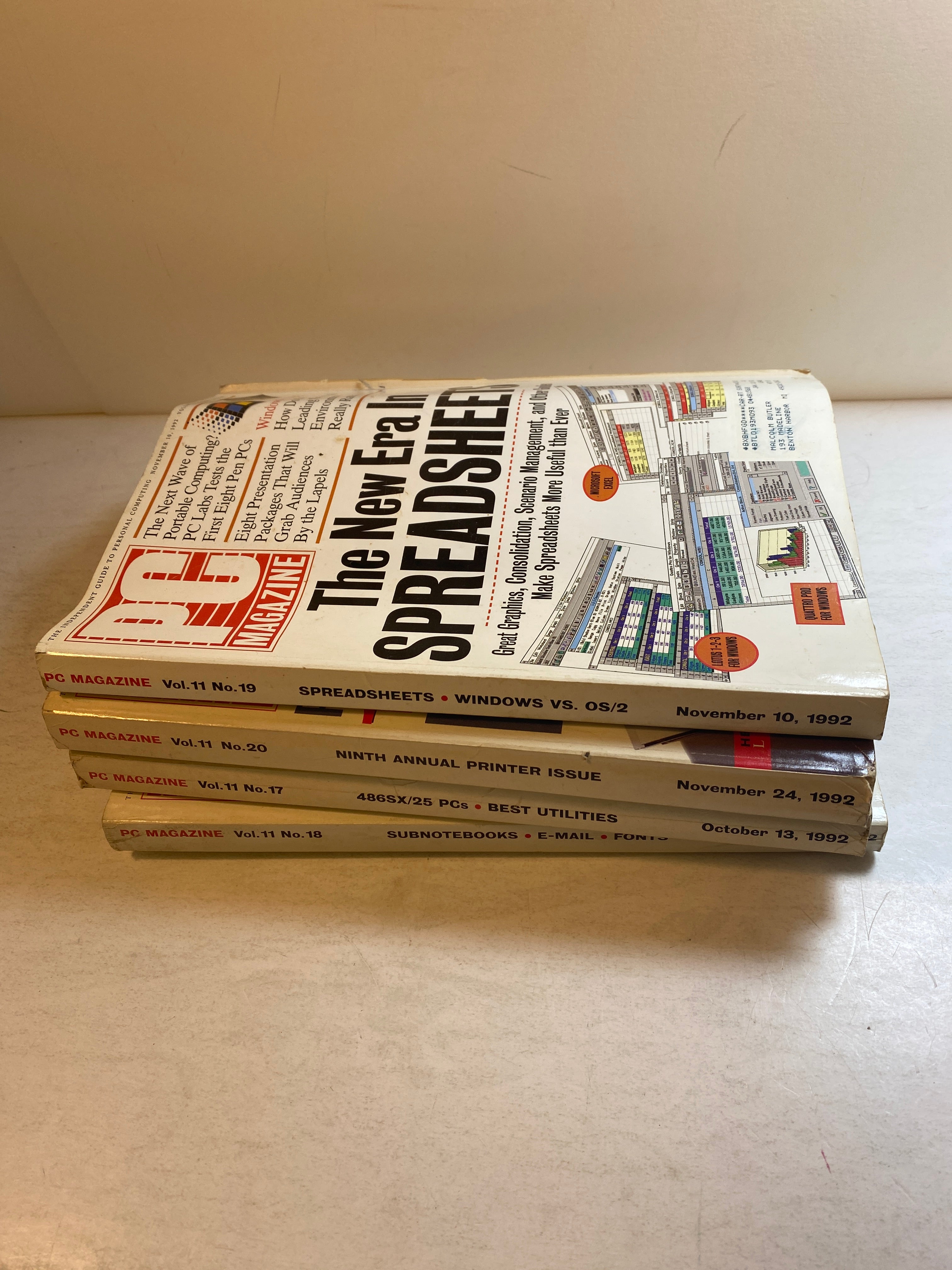 Lot of 4 Vintage PC Magazine 1992