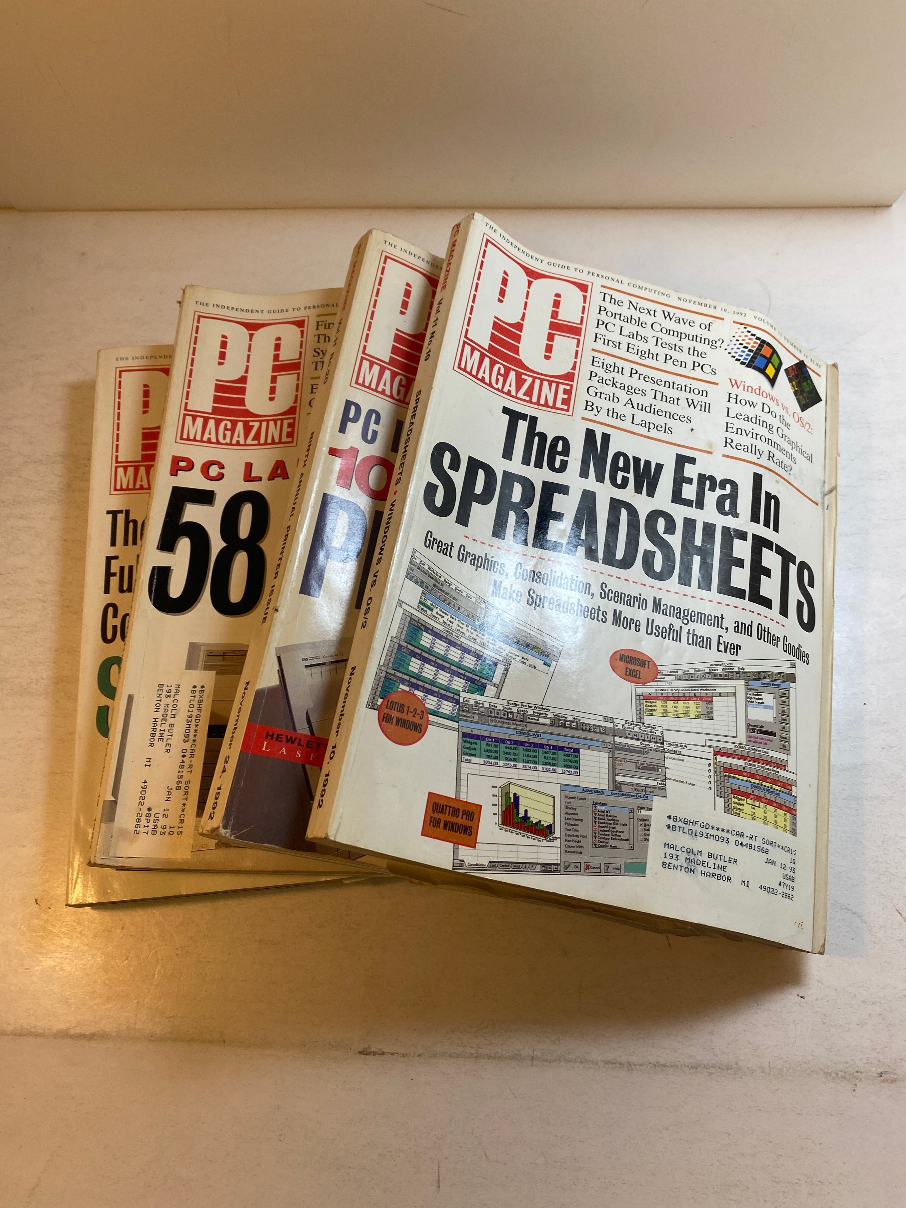 Lot of 4 Vintage PC Magazine 1992