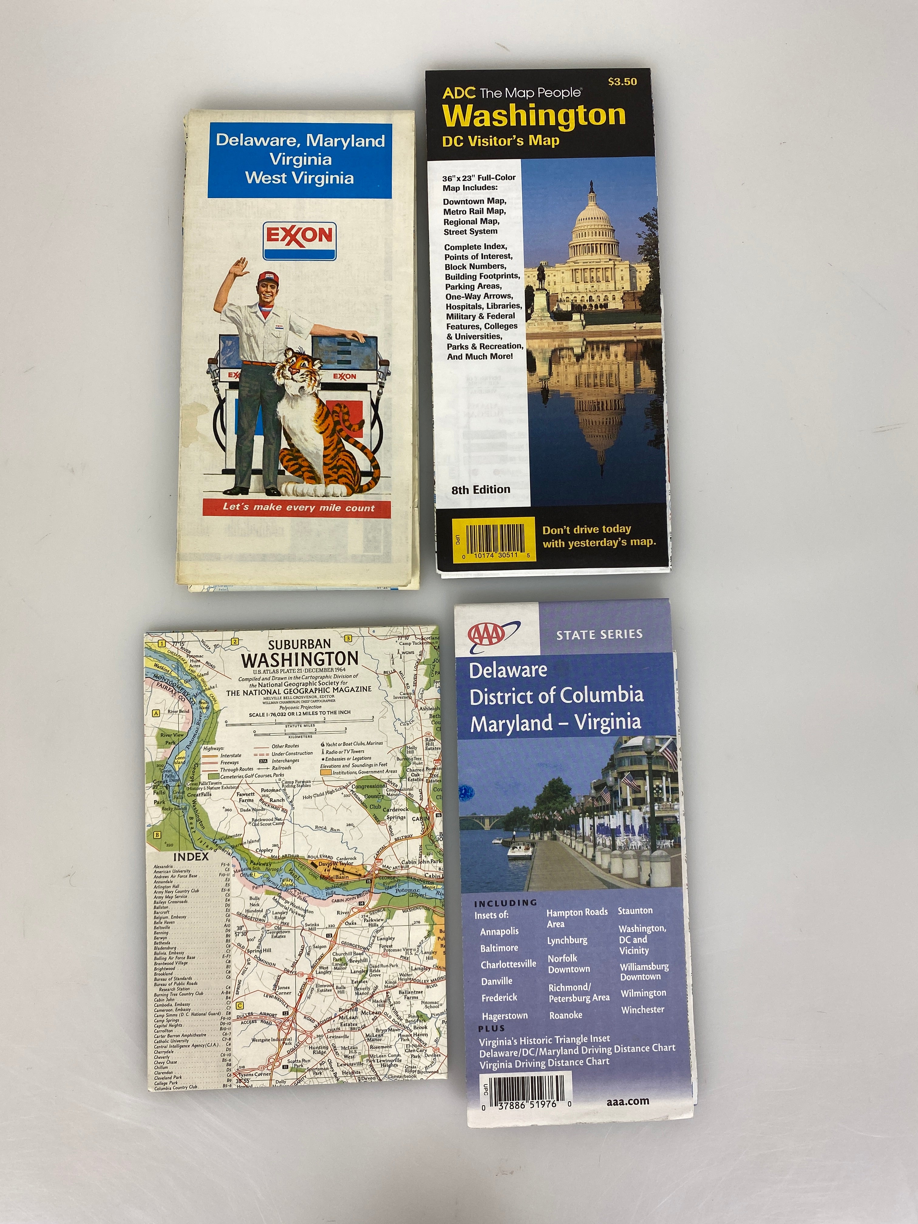 Lot of 4 Washington DC/Suburbs/Delaware, Maryland, Virginia Maps