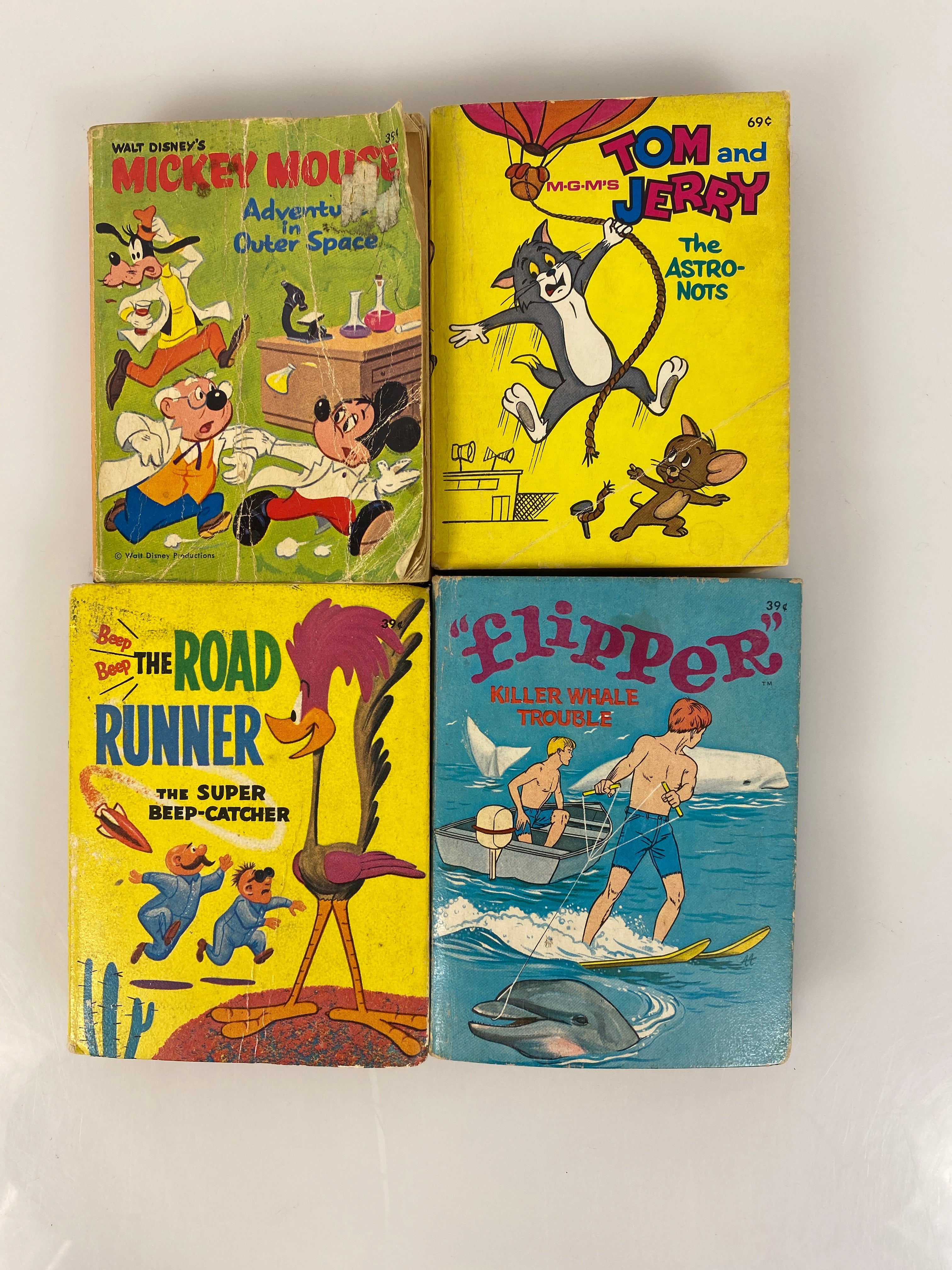 Lot of 4 Big Little Books Mickey Mouse Flipper Tom and Jerry 1967-1968