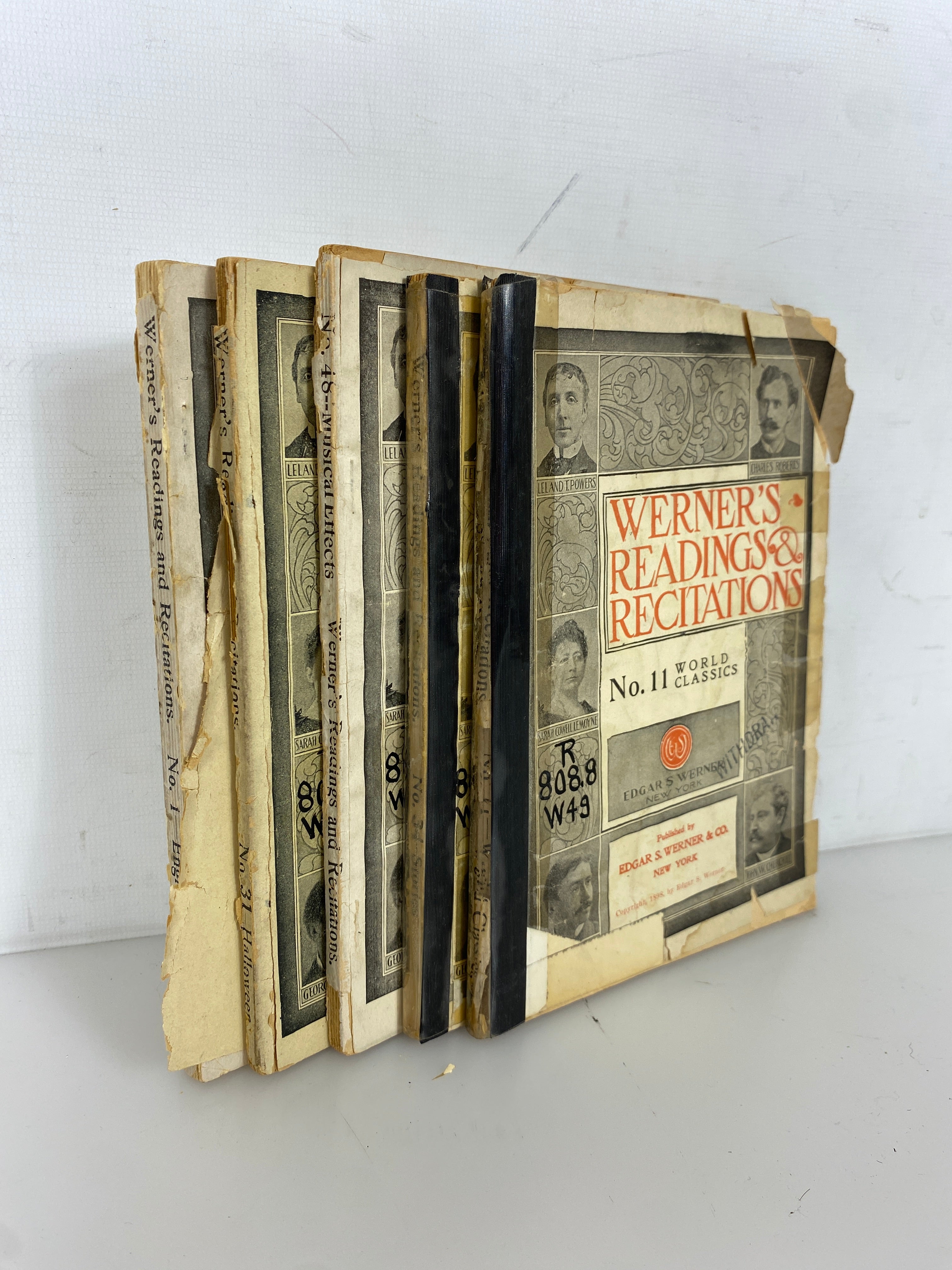 Lot of 5 Antique Werner's Readings & Recitations 1899-1928 SC Ex-Library