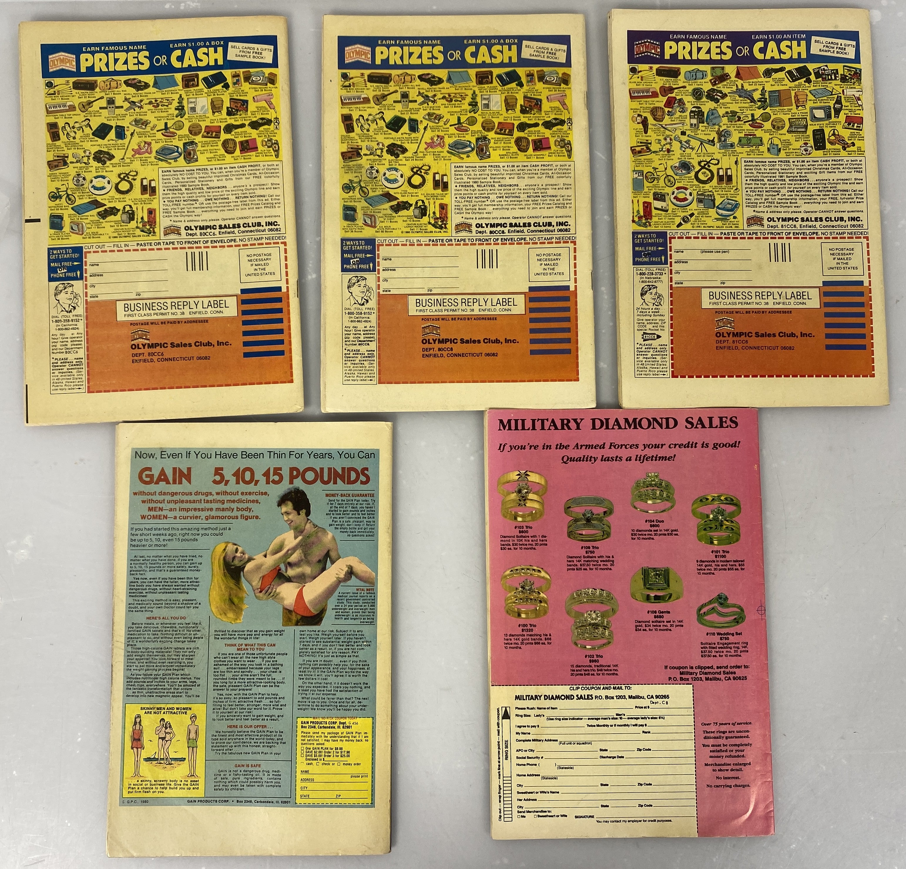 Lot of 5 Battelefield Action 1980-1984 Charlton Comics