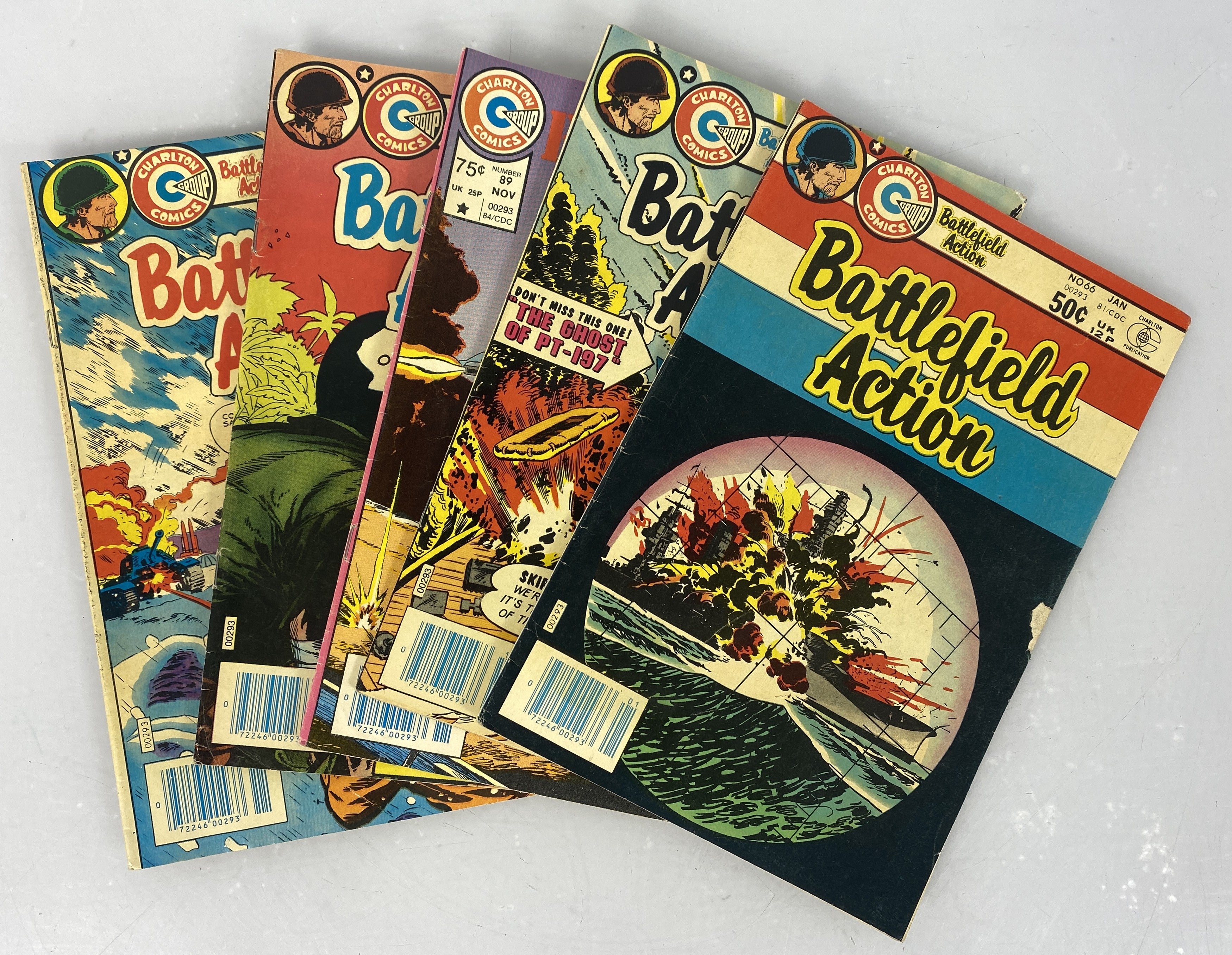 Lot of 5 Battelefield Action 1980-1984 Charlton Comics