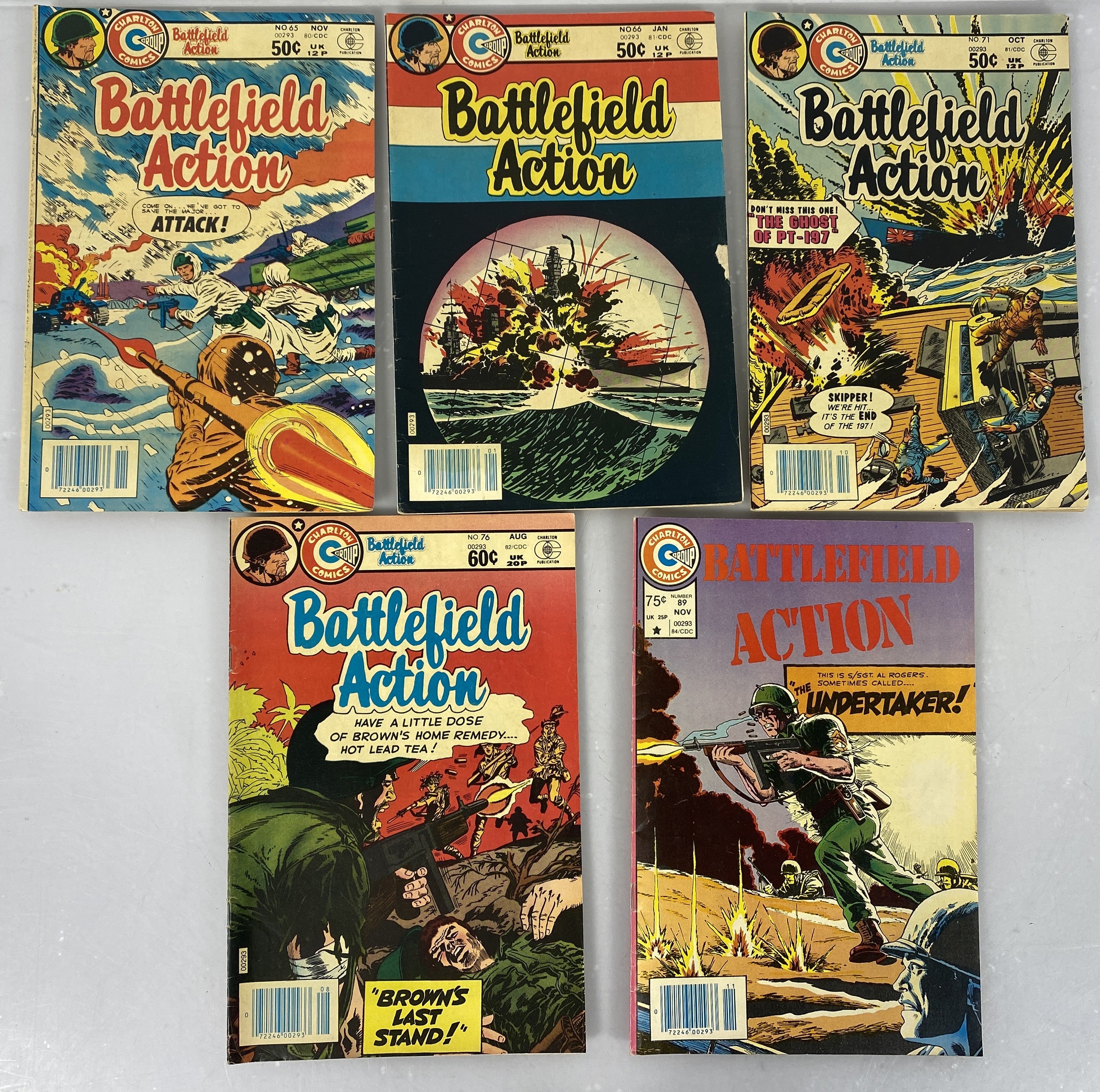 Lot of 5 Battelefield Action 1980-1984 Charlton Comics