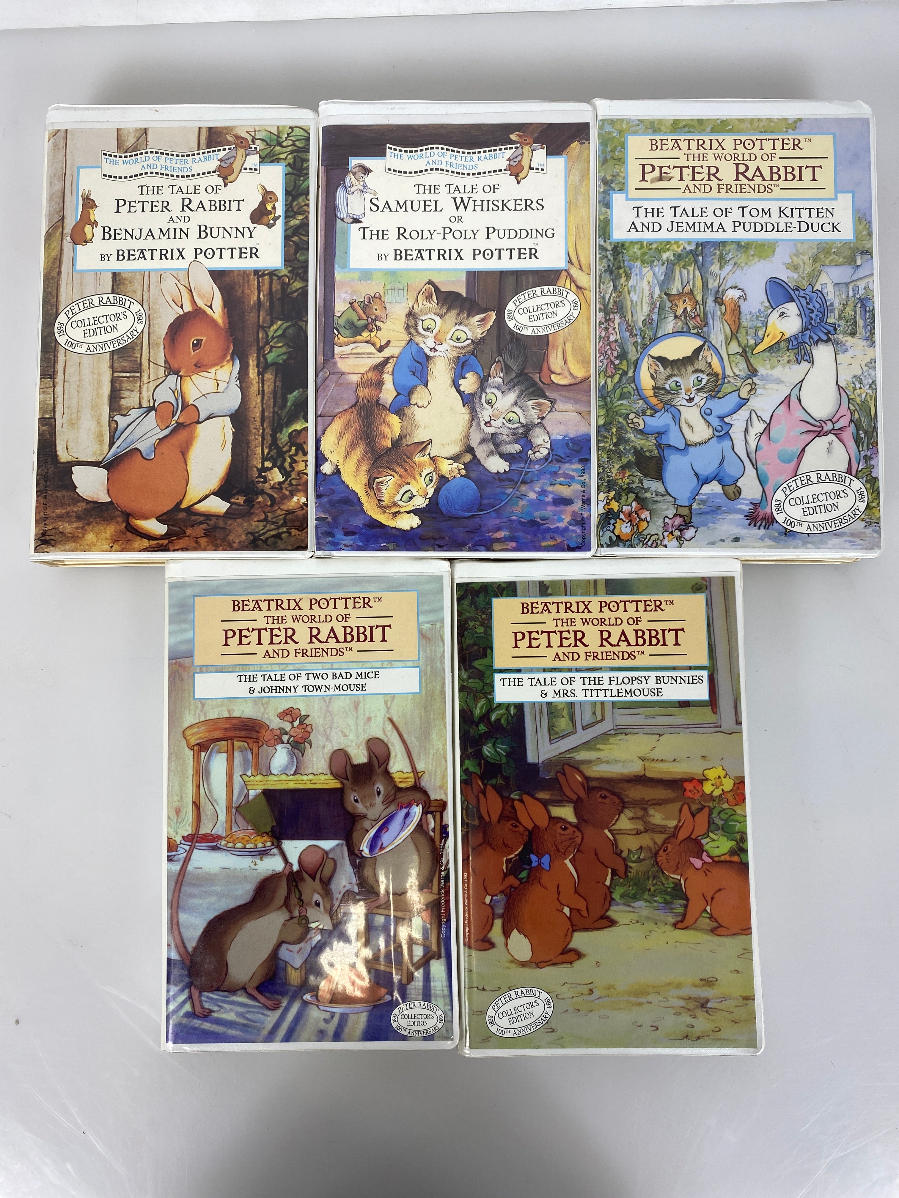 Lot of 5 Beatrix Potter Peter Rabbit VHS clamshell cases 1993-1996