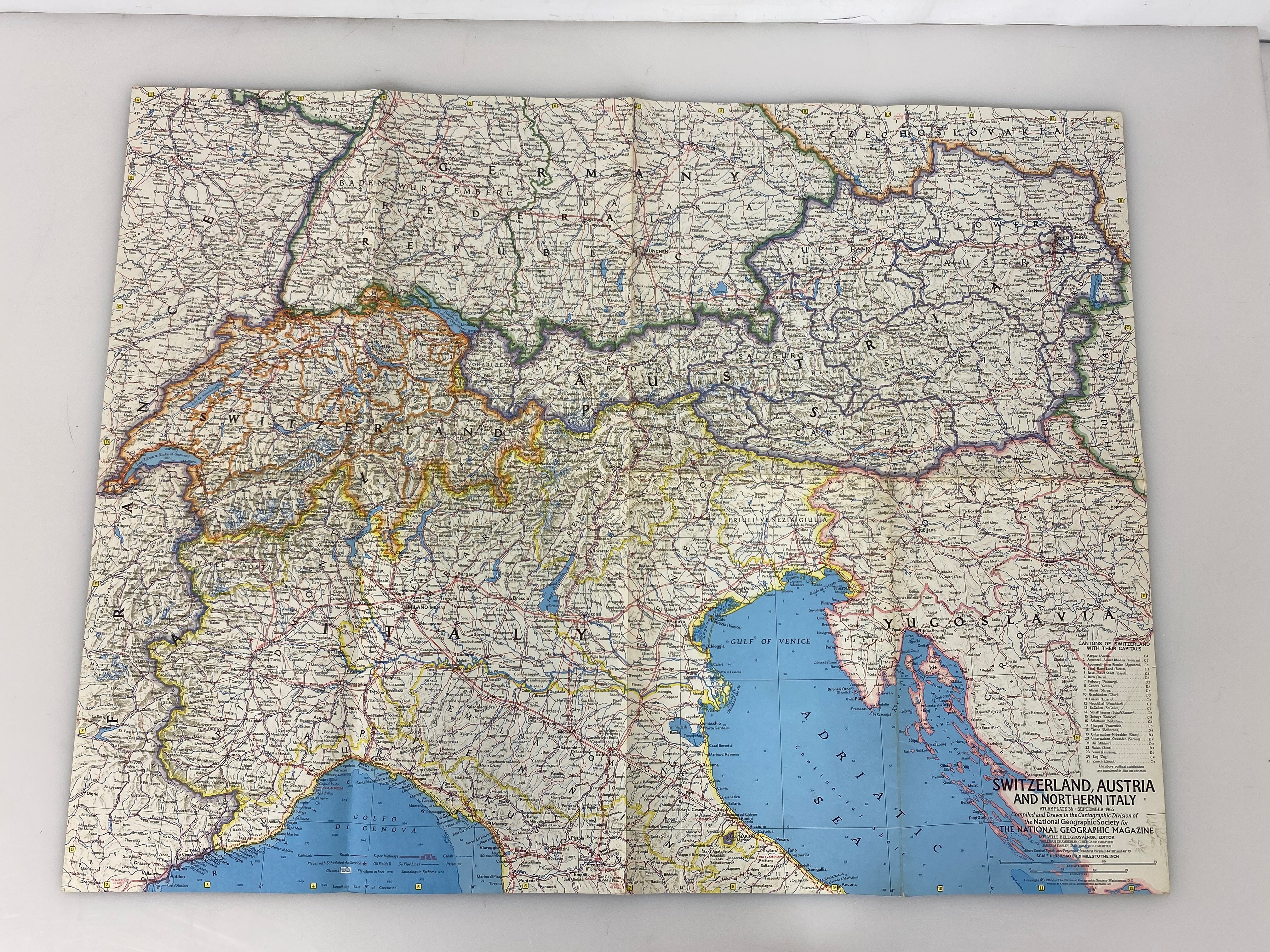 Lot of 5: European Nat Geo Maps Incl. Spain and Portugal, France, etc. 1965-1991
