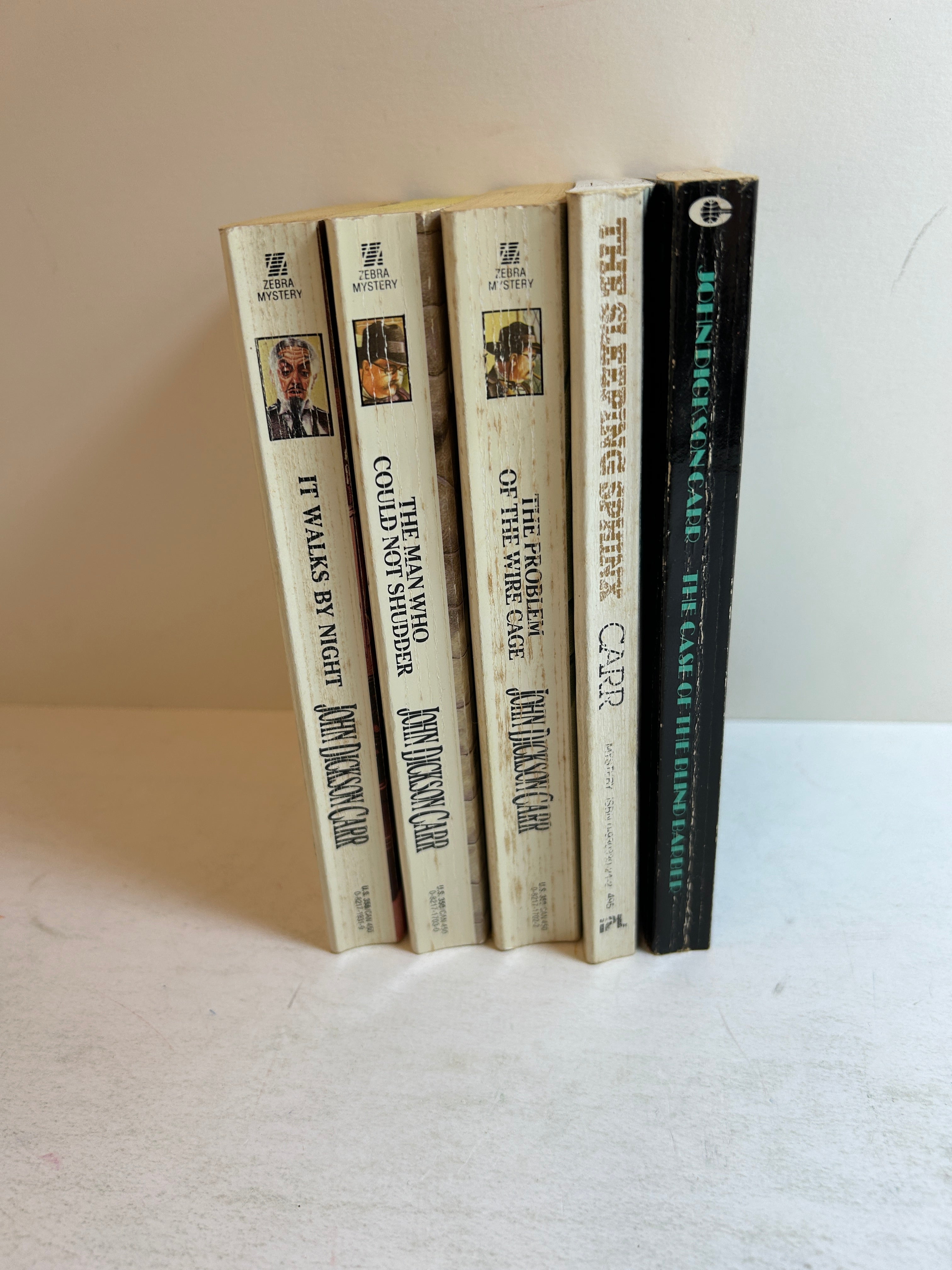 Lot of 5 John Dickson Carr paperbacks: 4 Gideon Fell/1 Henri Bencolin Mysteries