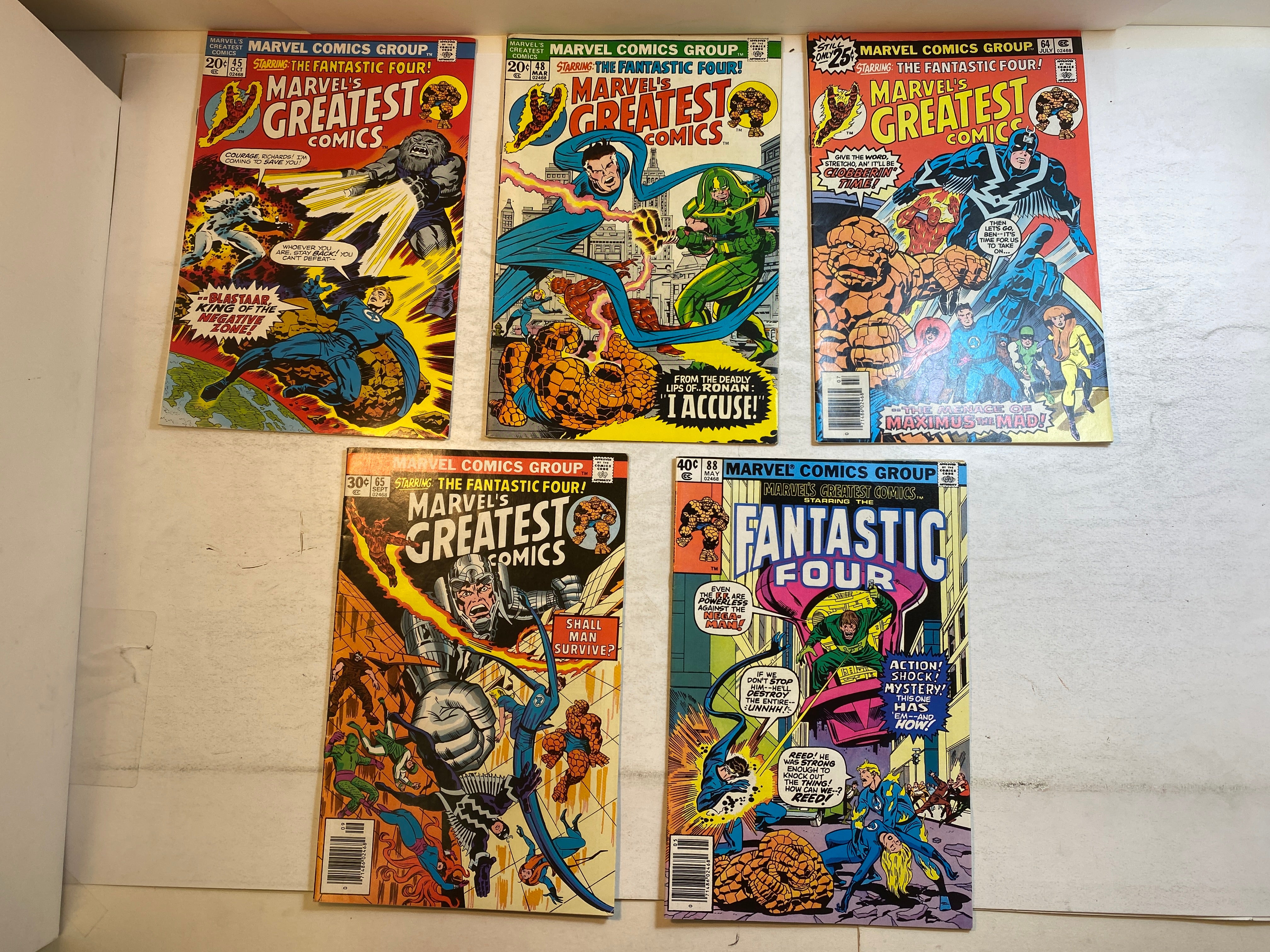Lot of 5 Marvel's Greatest Comics Fantastic Four 1973-1980