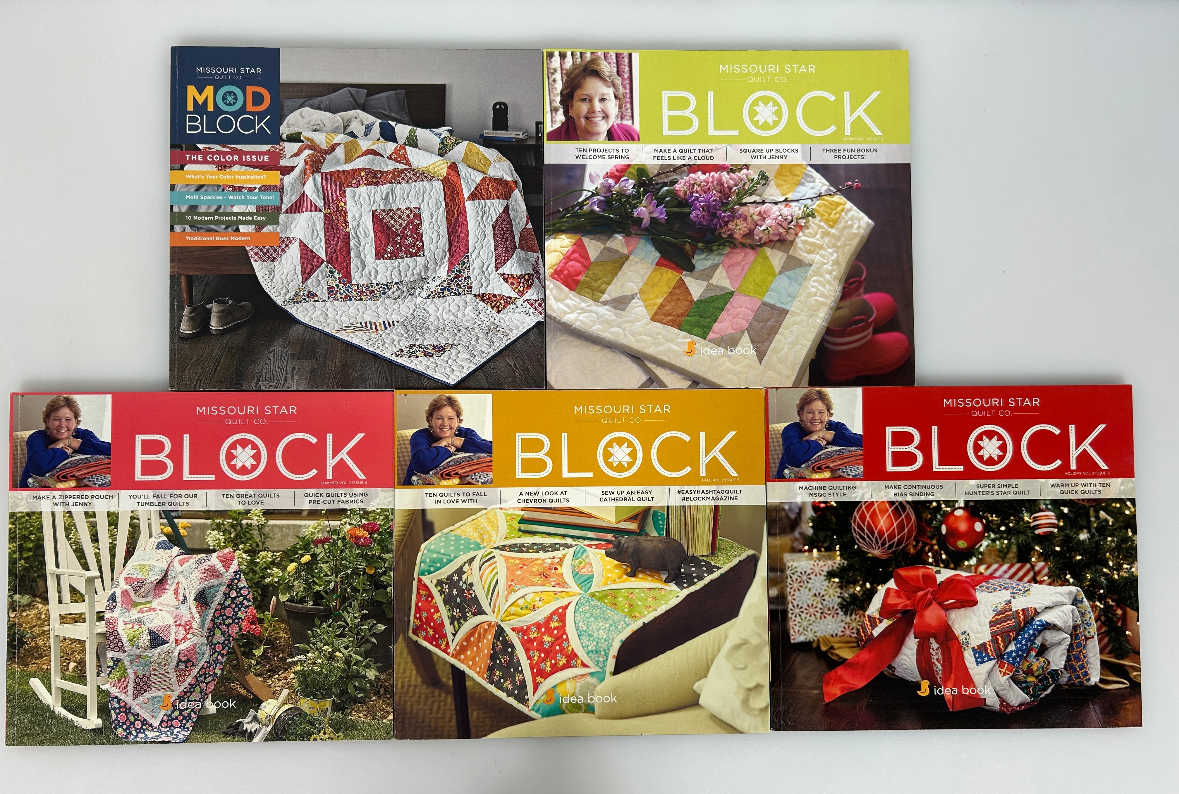 Lot of 5 Missouri Star Quilt Co BLOCK Magazines Vol.2  Issues 1, 2,4,5 & 6 2015