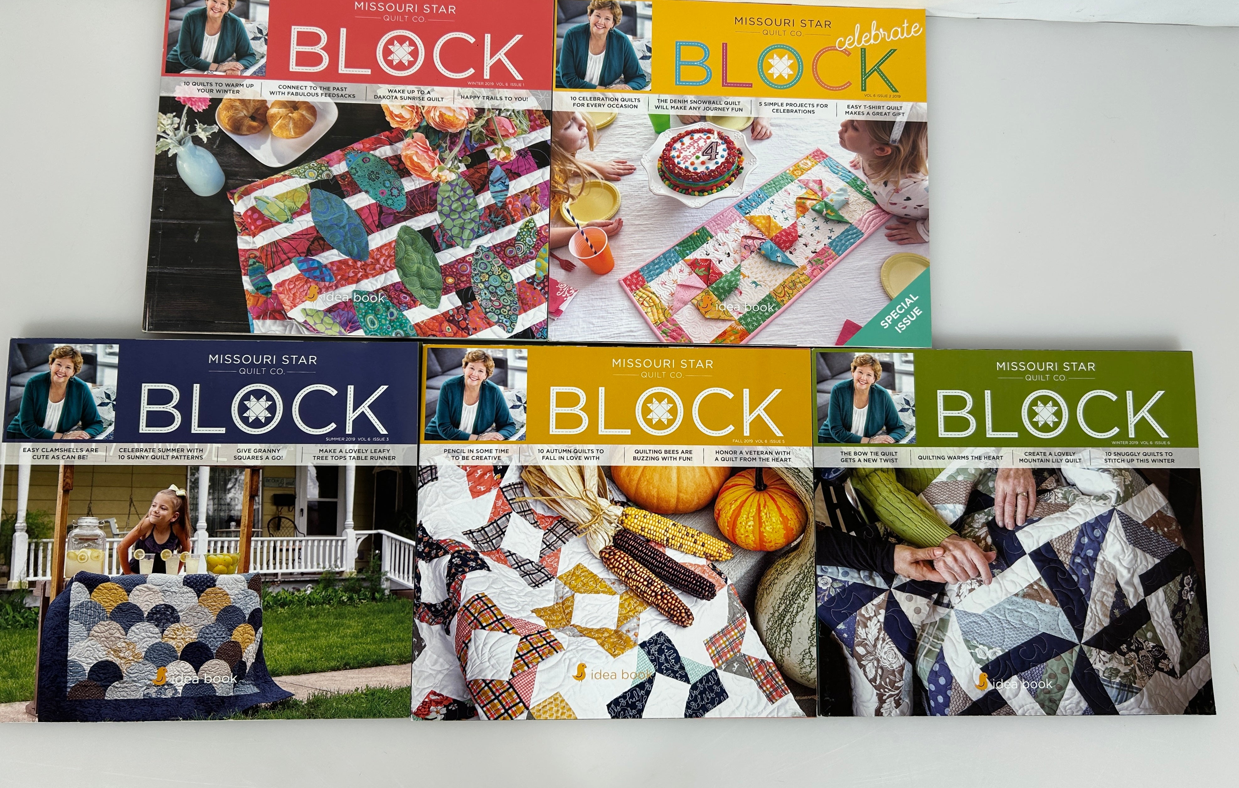 Lot of 5 Missouri Star Quilt Co BLOCK Magazines Vol.6 Issues 1, 2, 3, 5 & 6 2019