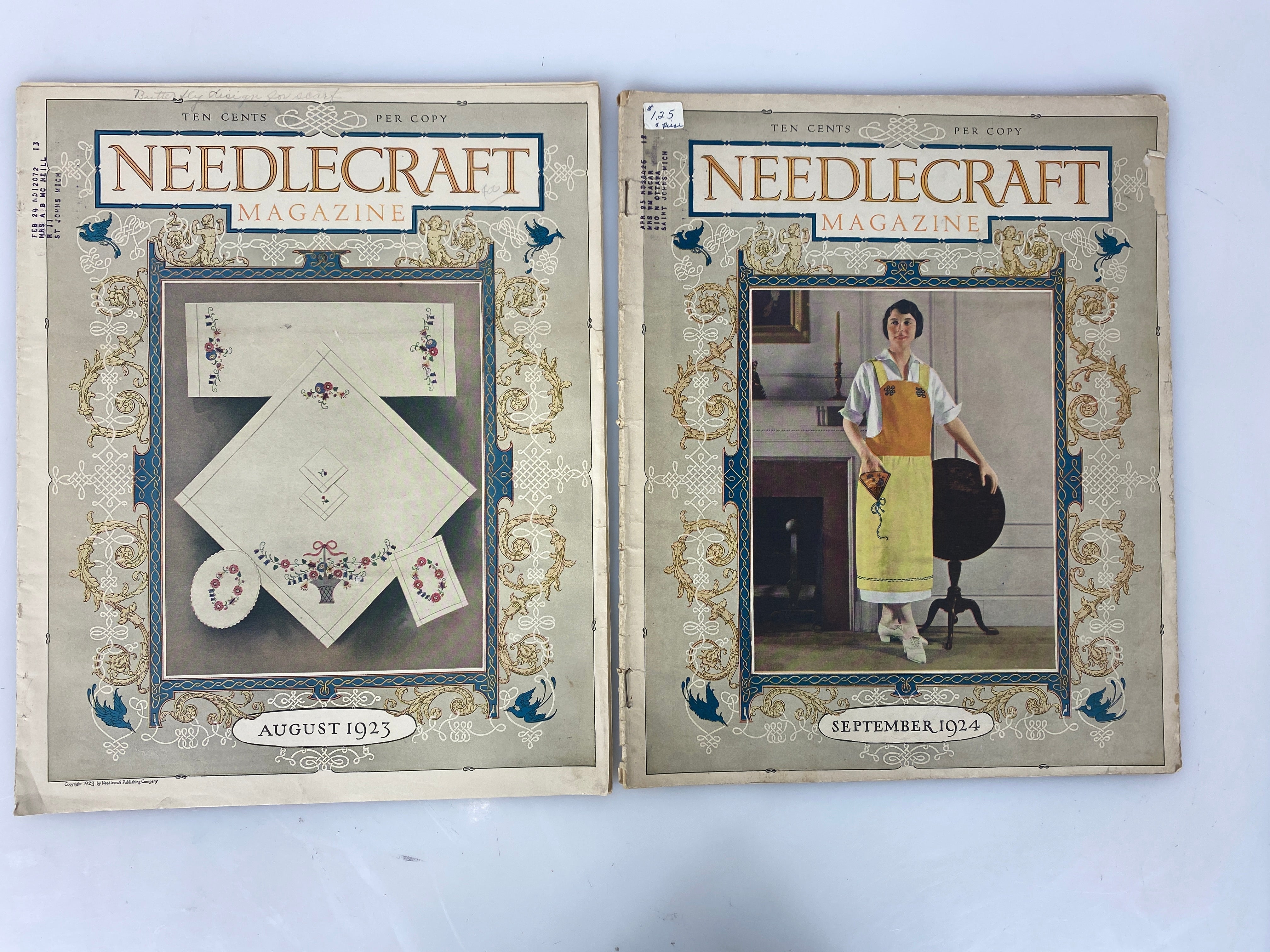 Lot of 5 Needlecraft vintage sewing magazines 1923-1928