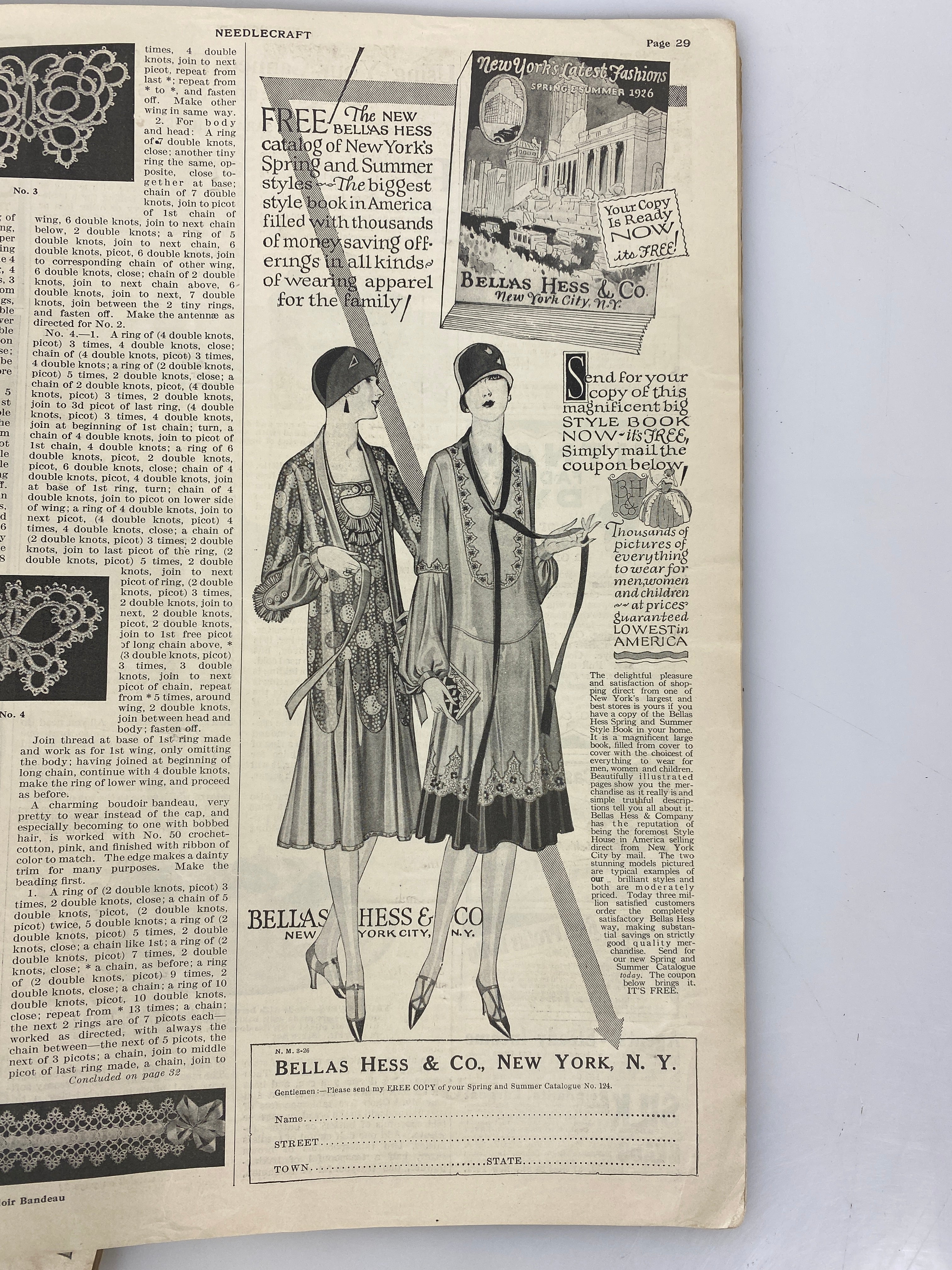 Lot of 5 Needlecraft vintage sewing magazines 1923-1928