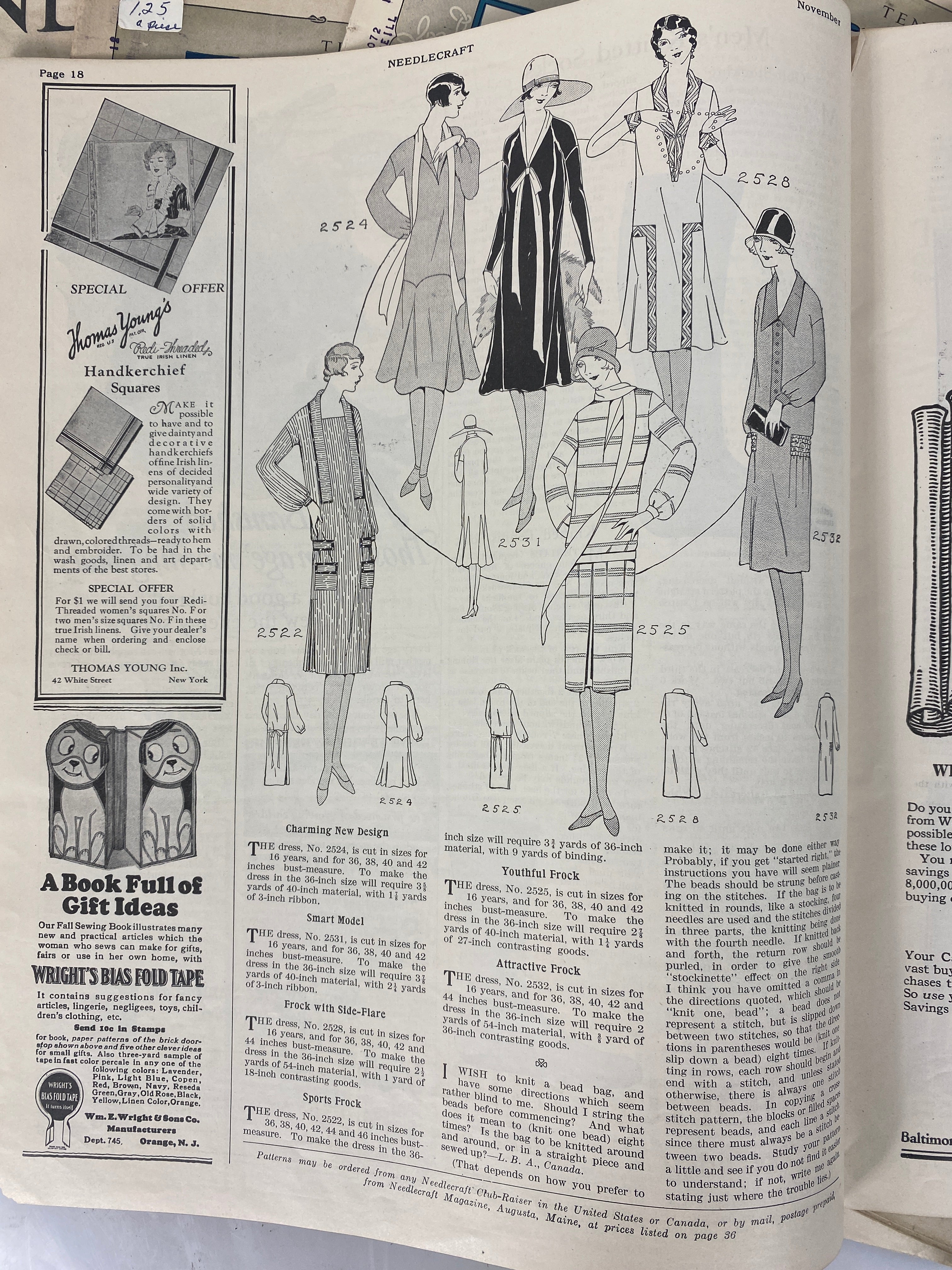 Lot of 5 Needlecraft vintage sewing magazines 1923-1928
