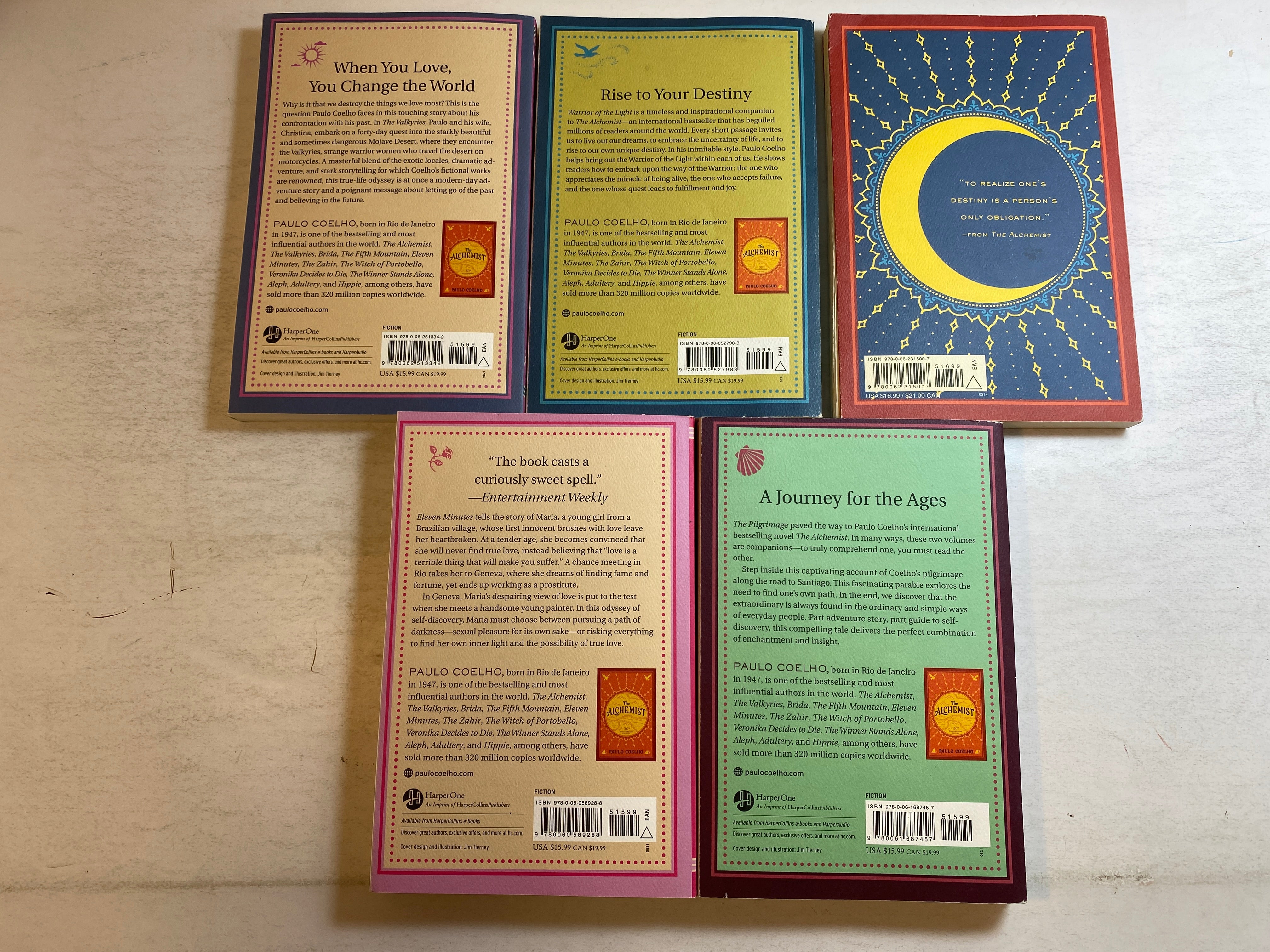 Lot of 5 Paulo Coelho Paperbacks Alchemist 1995-2014