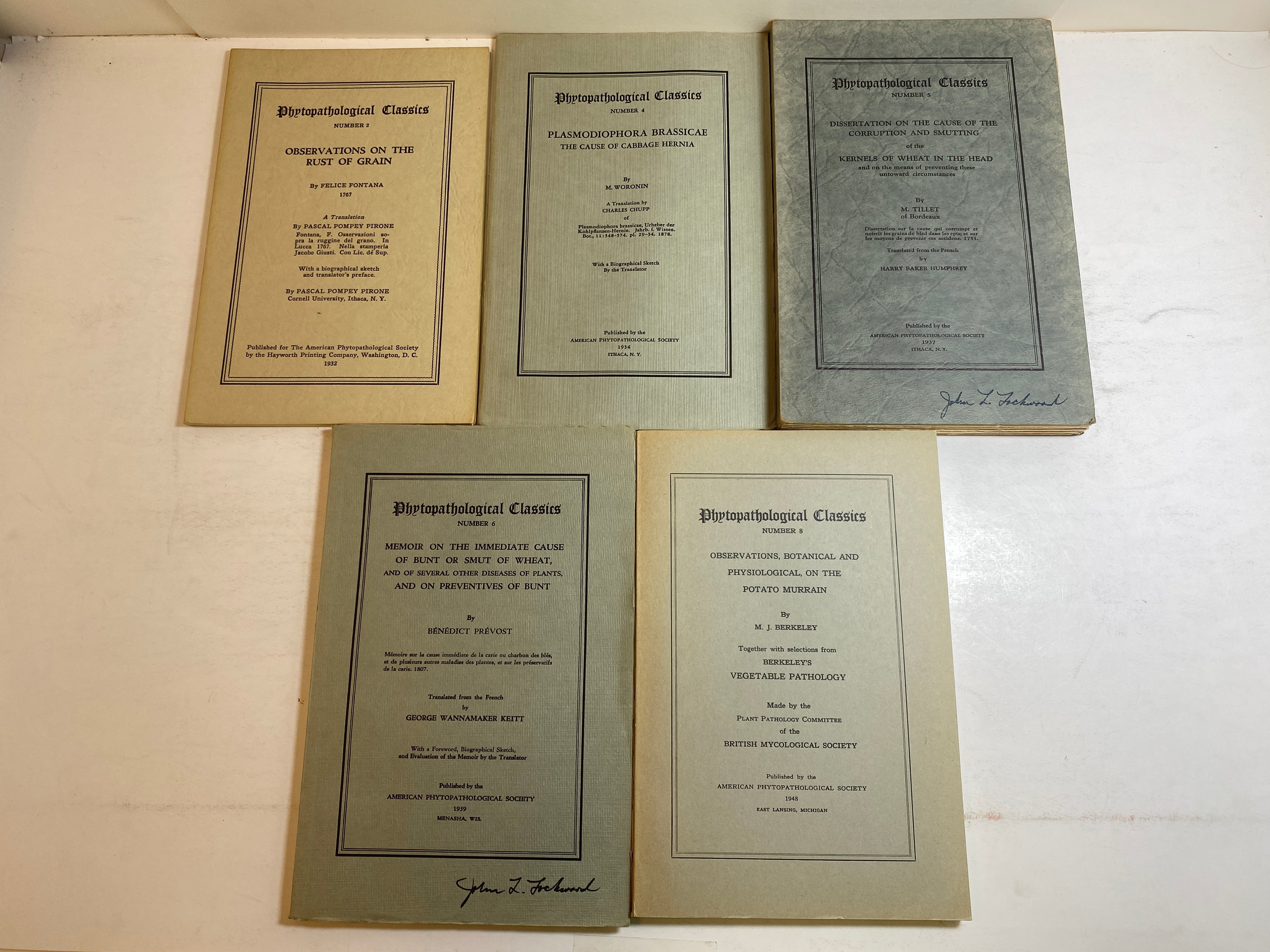 Lot of 5 Phytopatholigical Classics 1932-1948