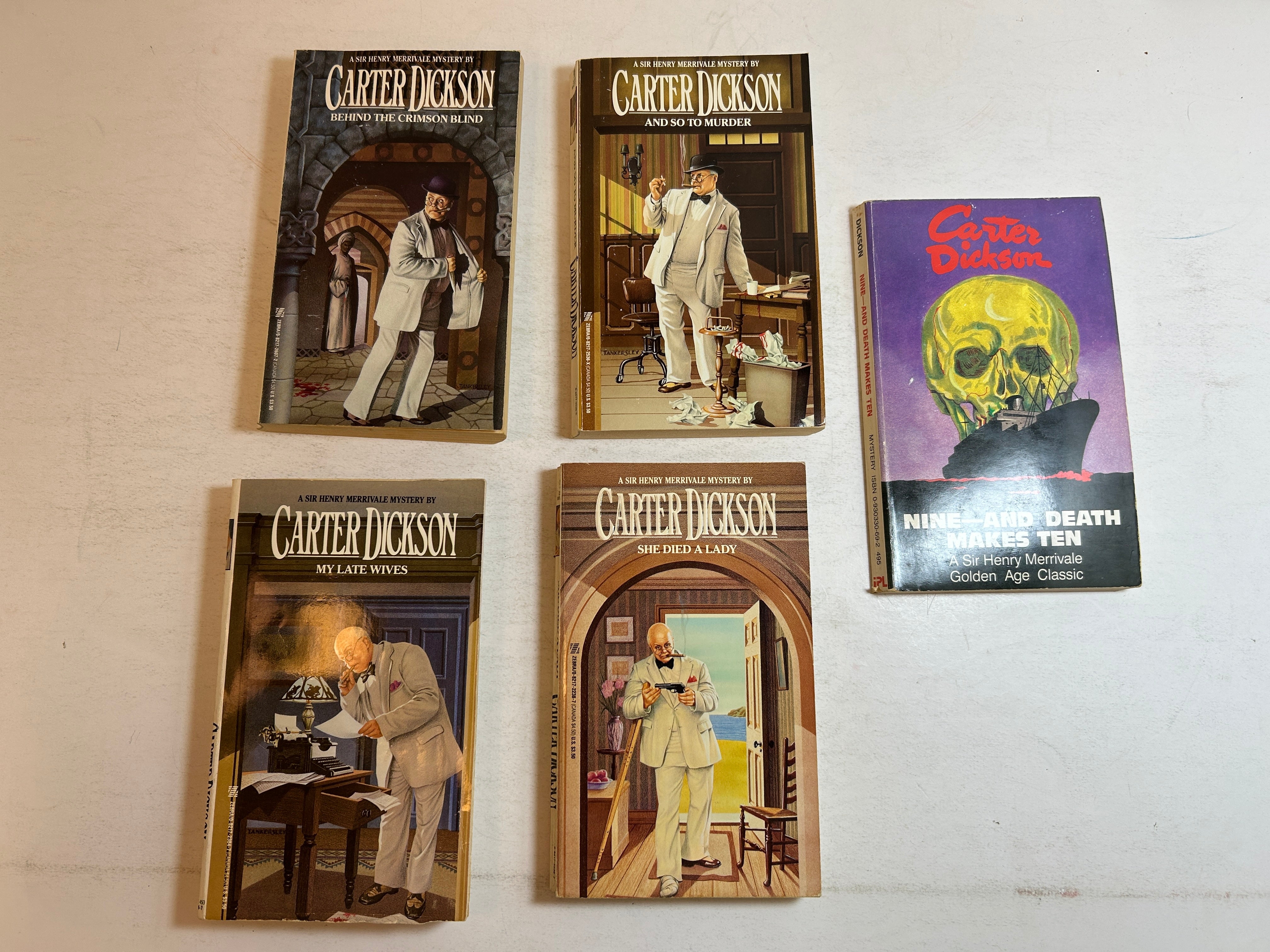 Lot of 5 " Sir Henry Merrivale" Series by Carter Dickson Mystery Zebra/iPL PB