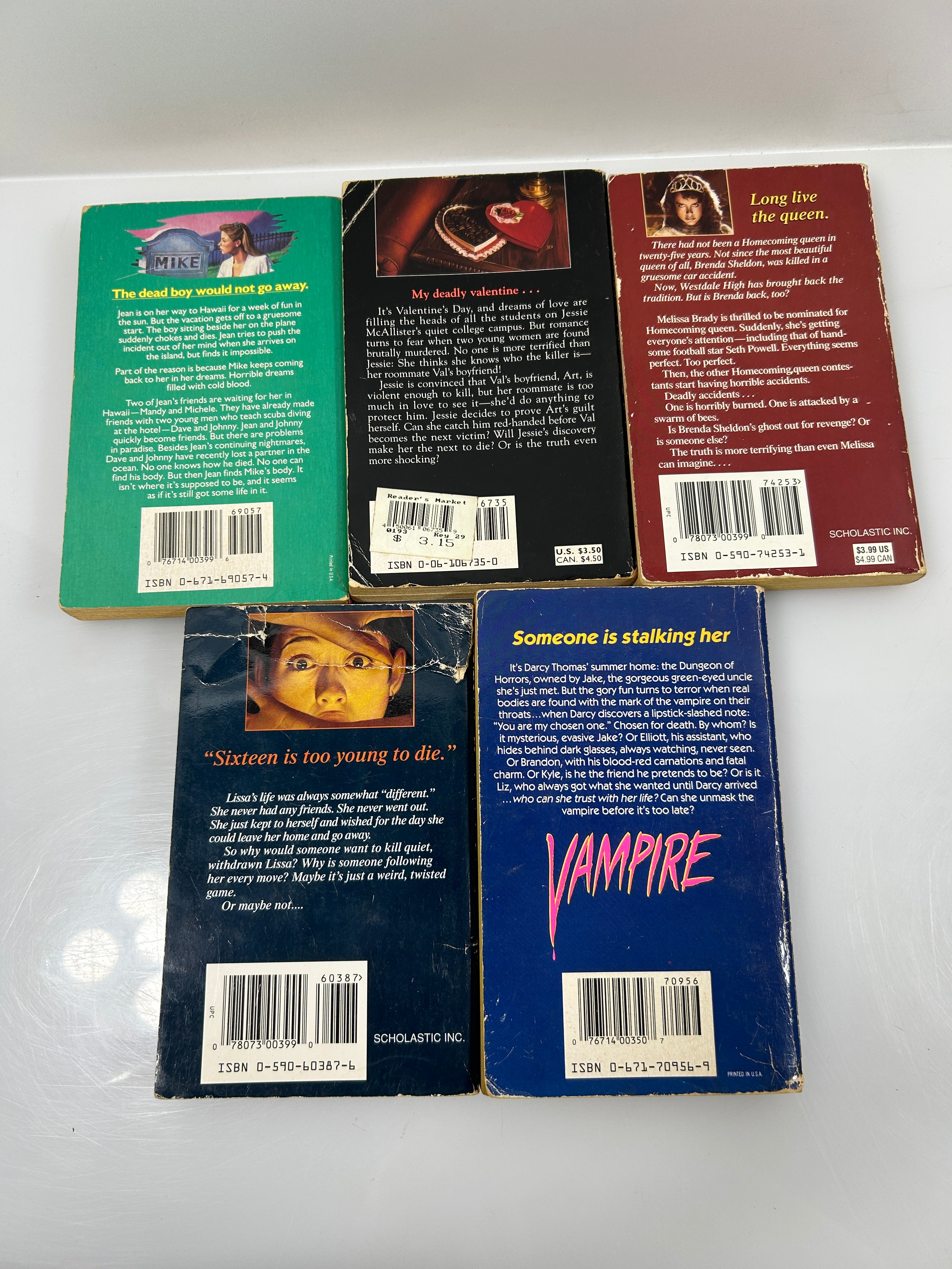 Lot of 5 Vintage 1990s Teen Horror Paperbacks SC