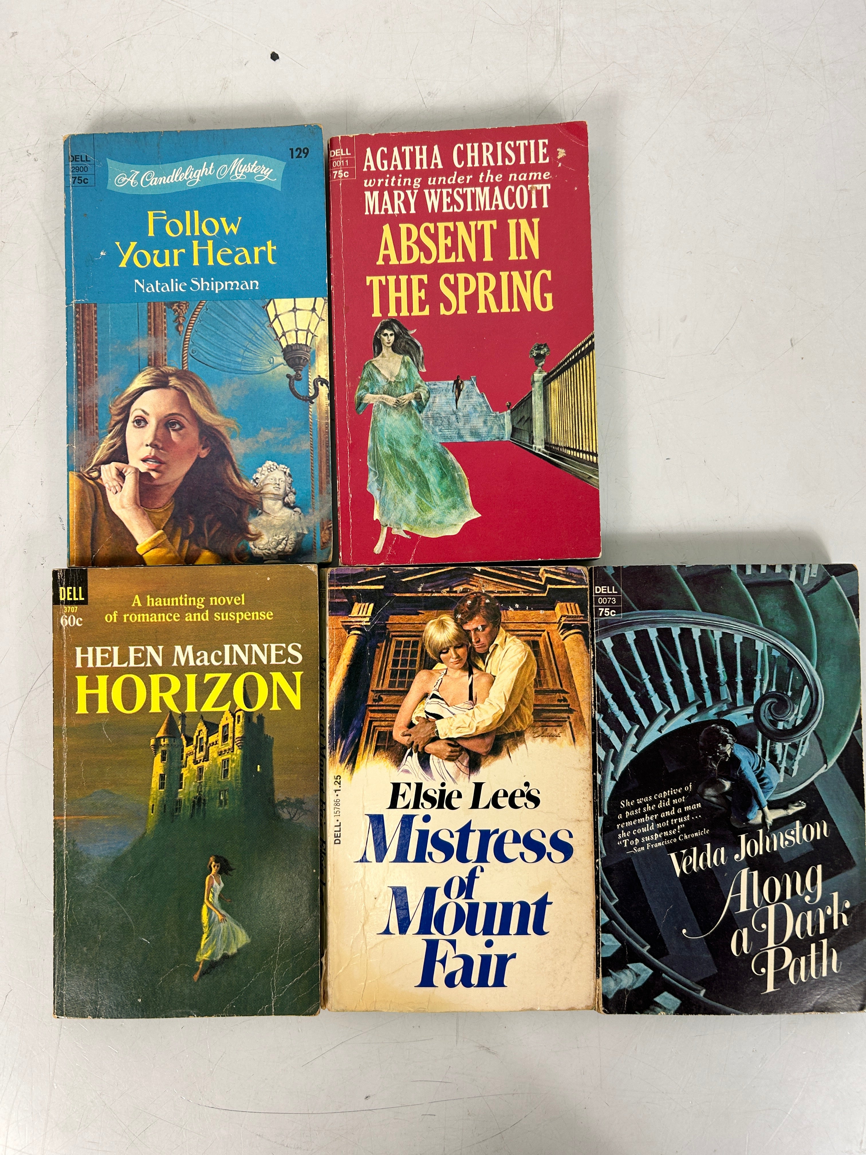 LOT OF 5 Vintage Dell Romance/Mystery Blue Edge 1967-1977 SC