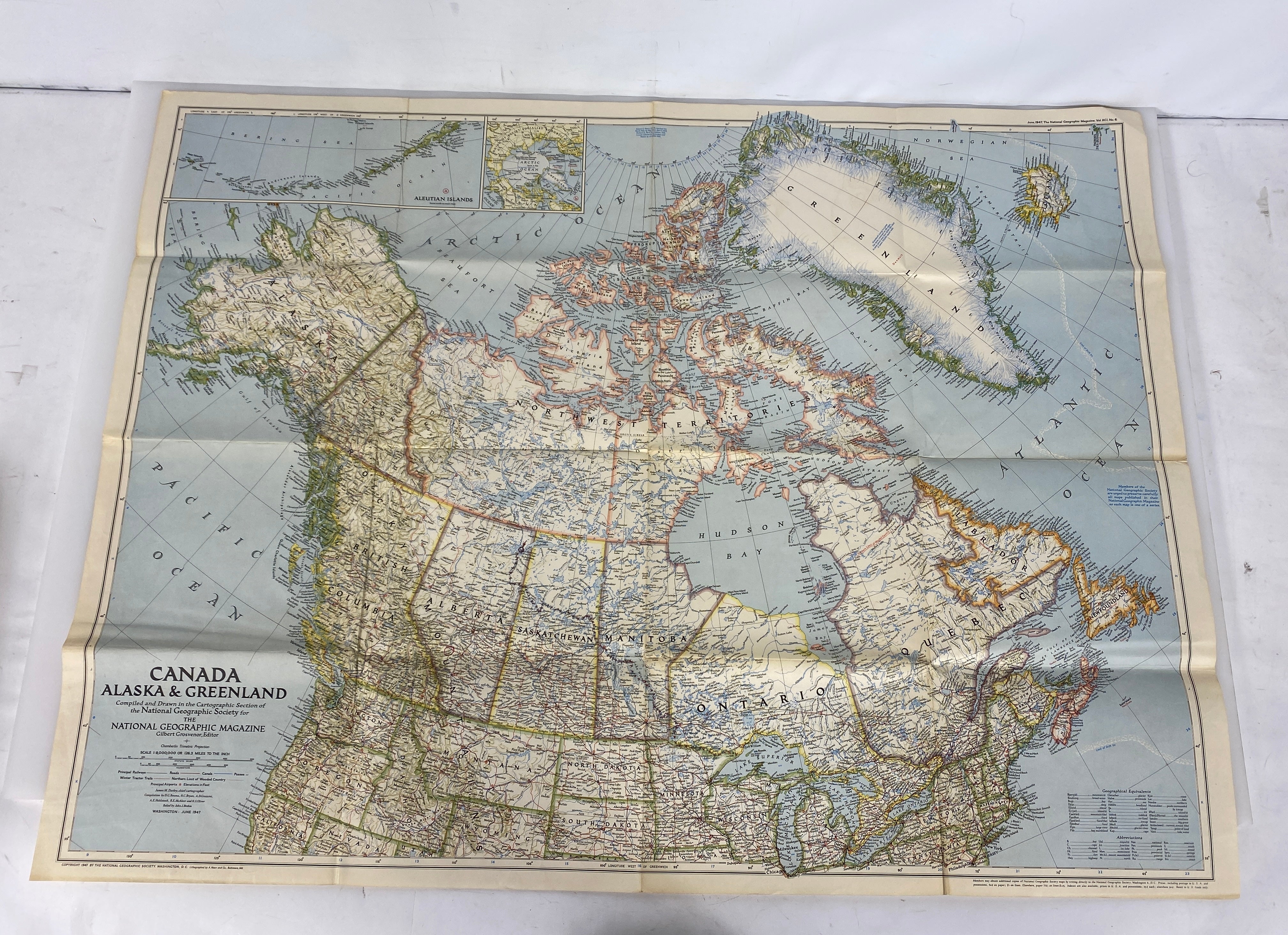 Lot of 5 Vintage Nat Geo Canada Maps: Close-Up Canada/Canada AK & Greenland