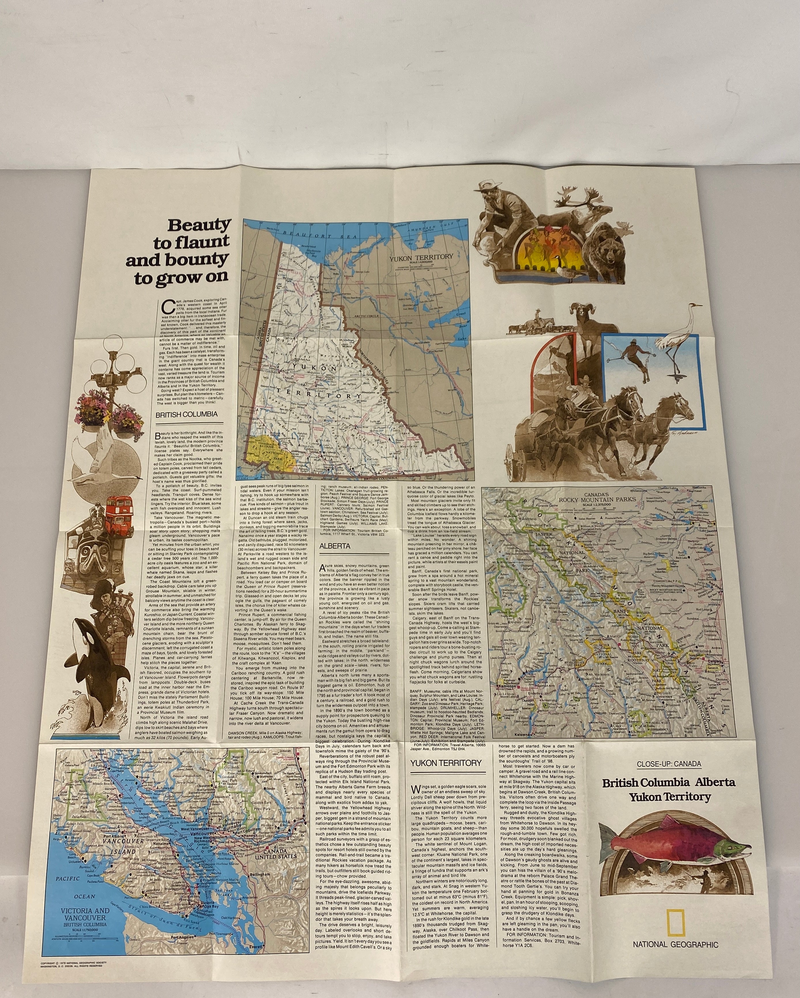 Lot of 5 Vintage Nat Geo Canada Maps: Close-Up Canada/Canada AK & Greenland