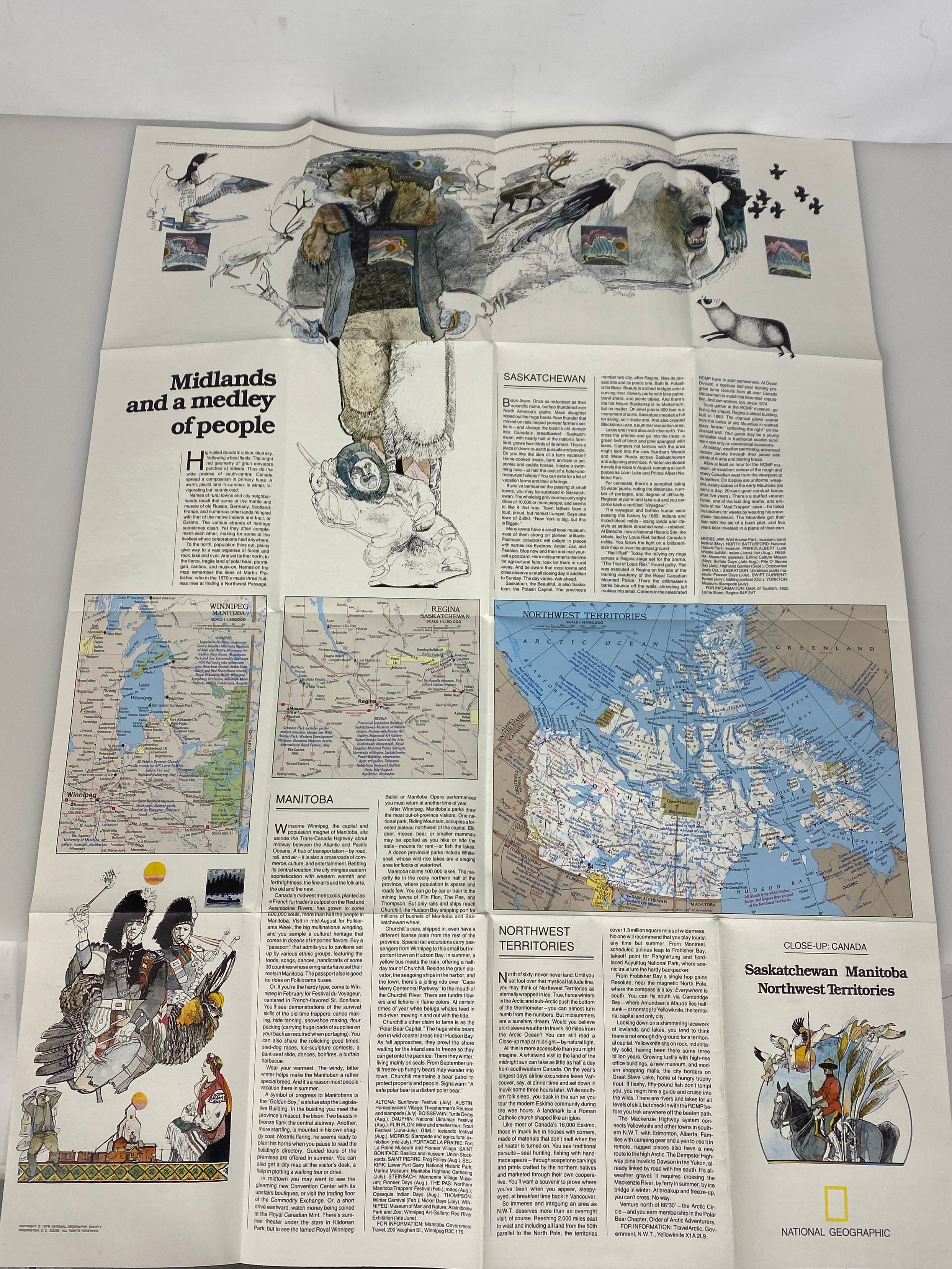 Lot of 5 Vintage Nat Geo Canada Maps: Close-Up Canada/Canada AK & Greenland