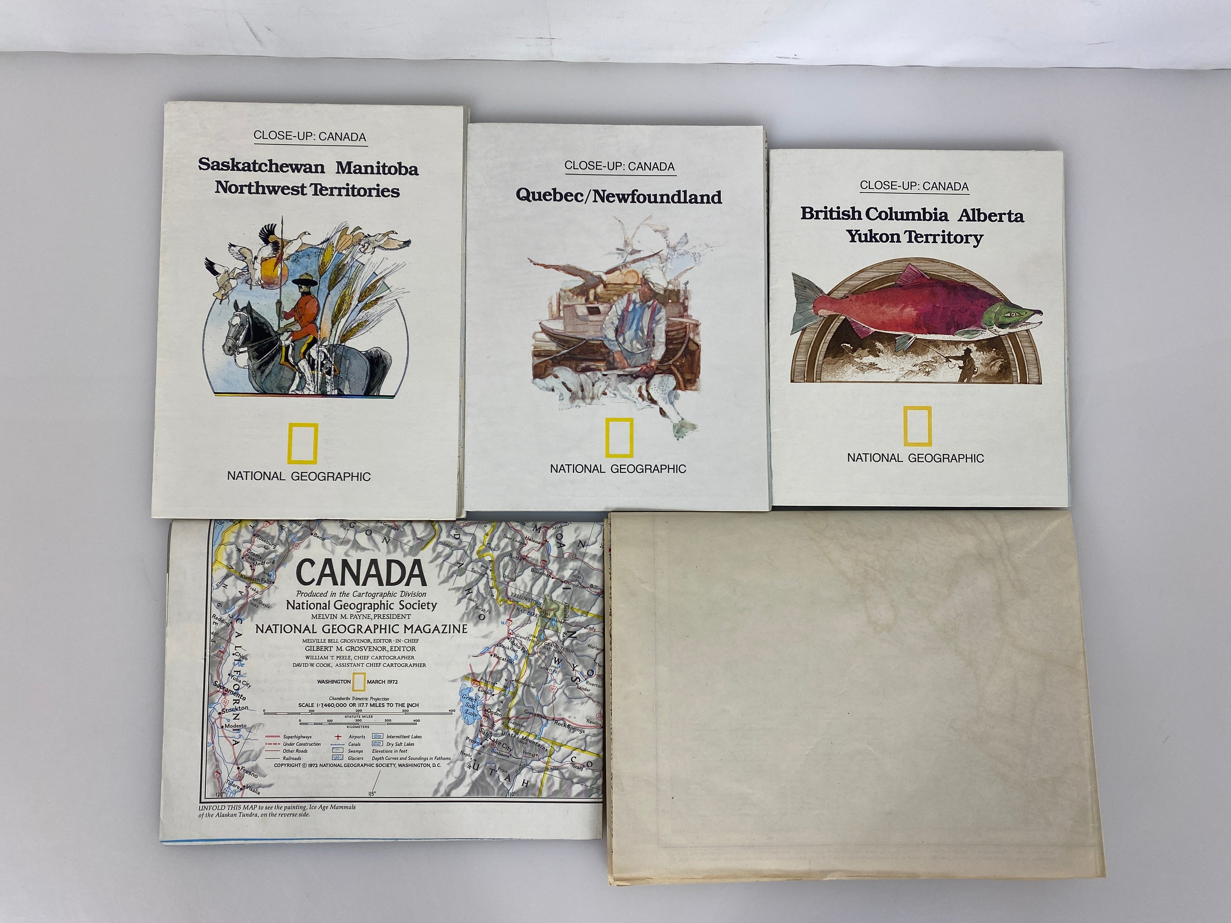 Lot of 5 Vintage Nat Geo Canada Maps: Close-Up Canada/Canada AK & Greenland