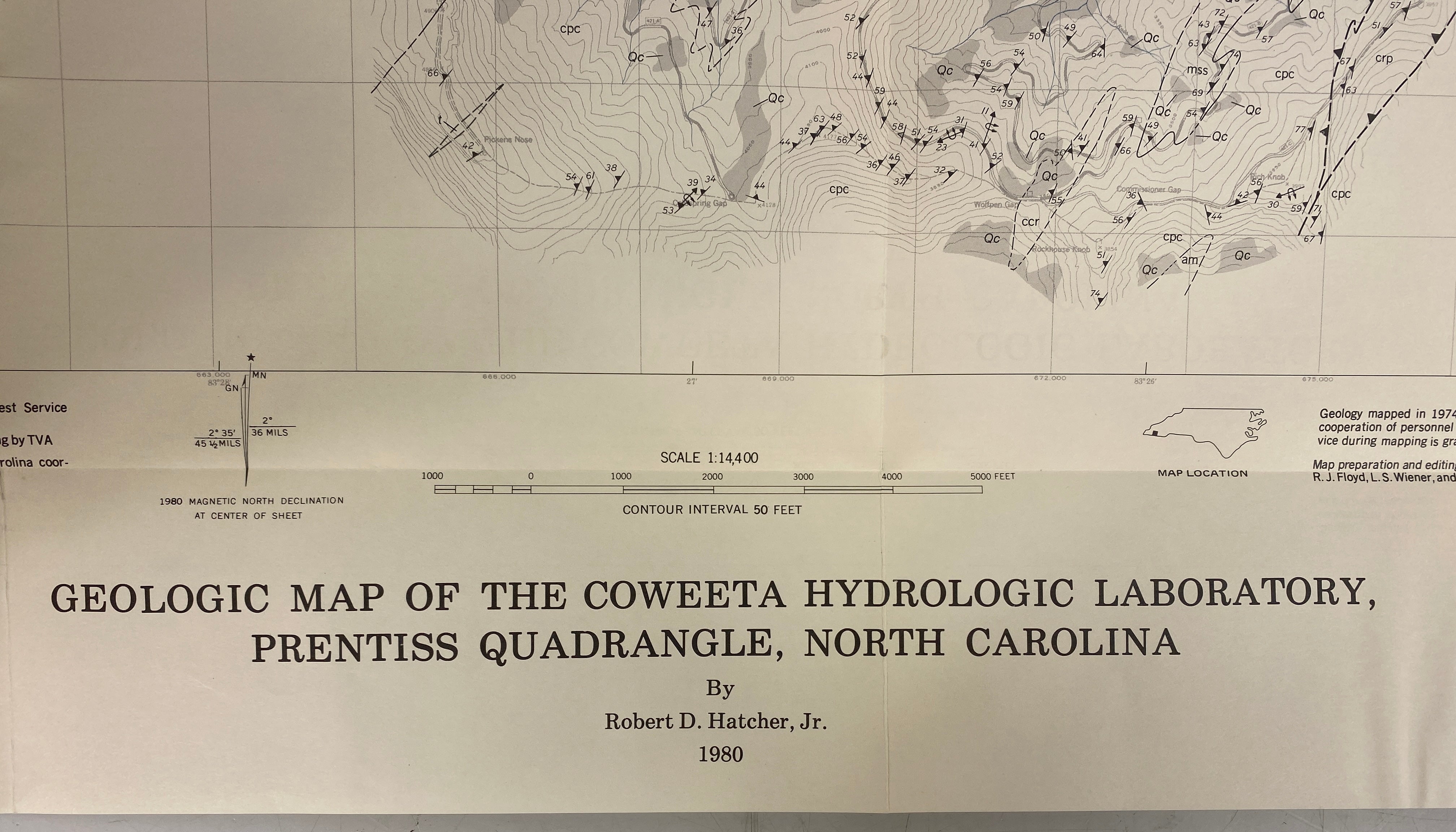 Lot of 5 Vintage North Carolina Geological Survey Wall Maps 1971-1992