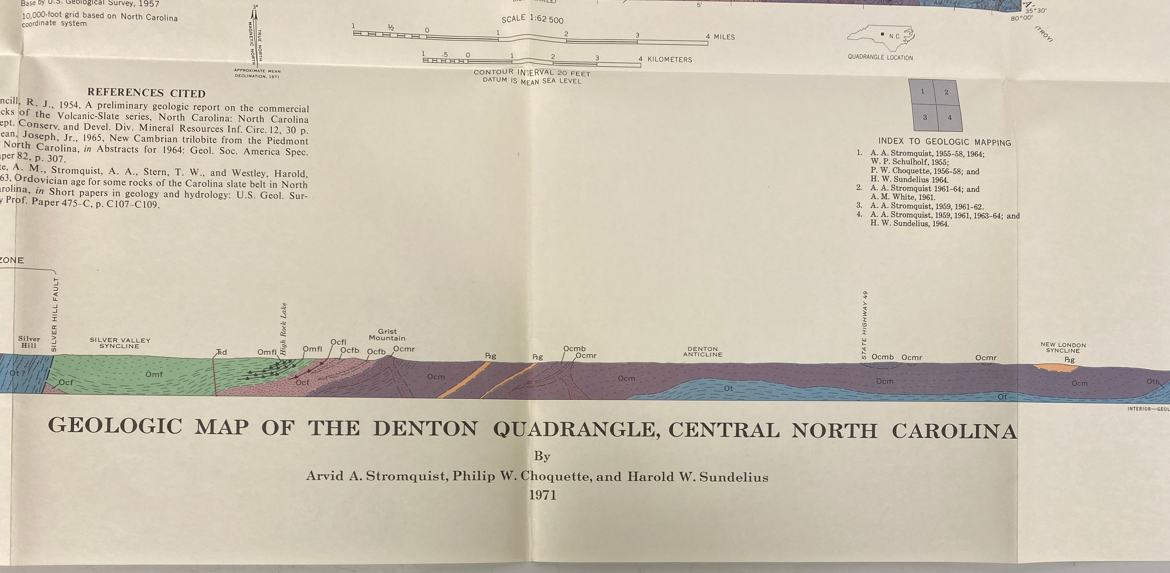 Lot of 5 Vintage North Carolina Geological Survey Wall Maps 1971-1992