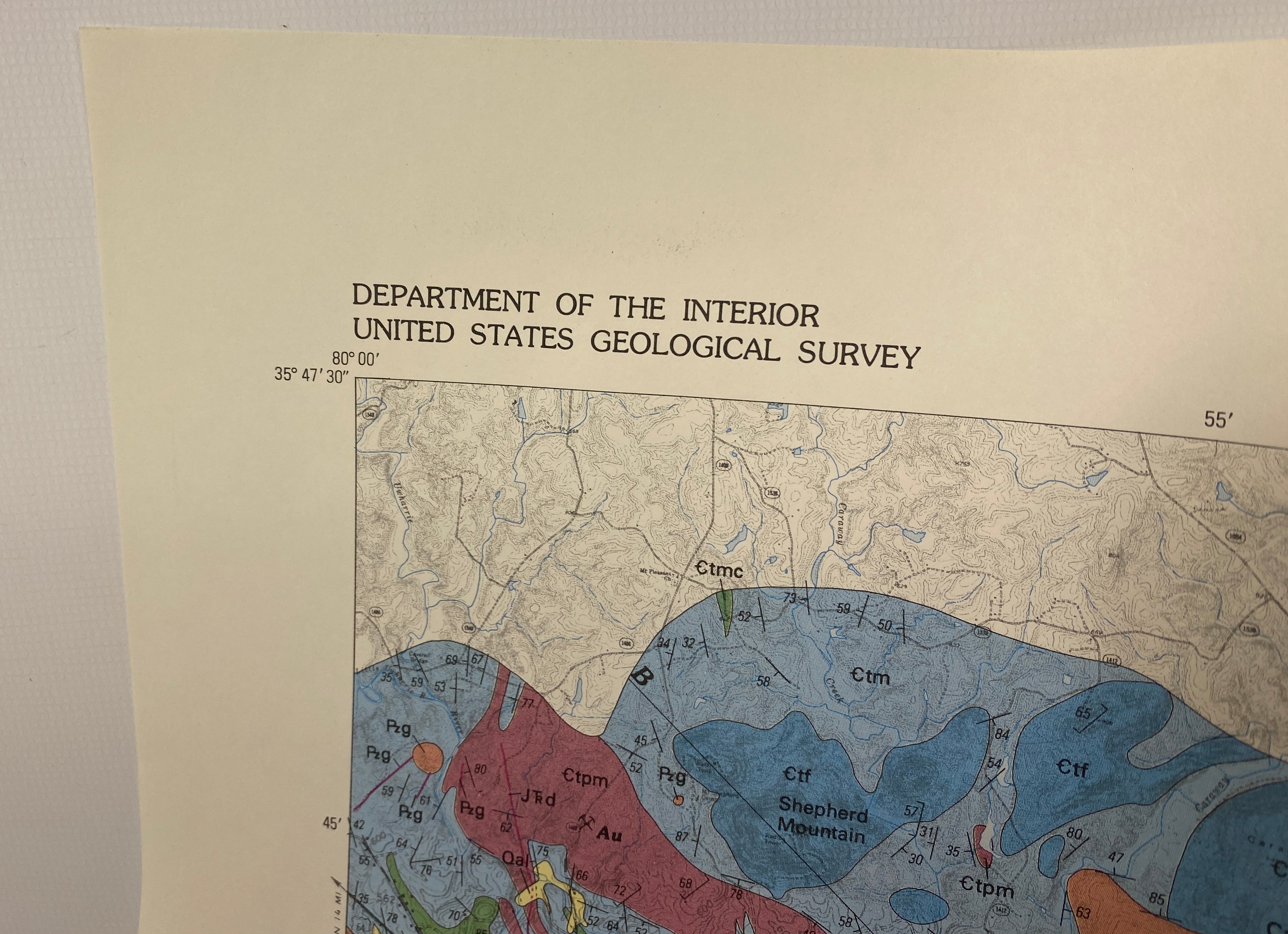 Lot of 5 Vintage North Carolina Geological Survey Wall Maps 1971-1992