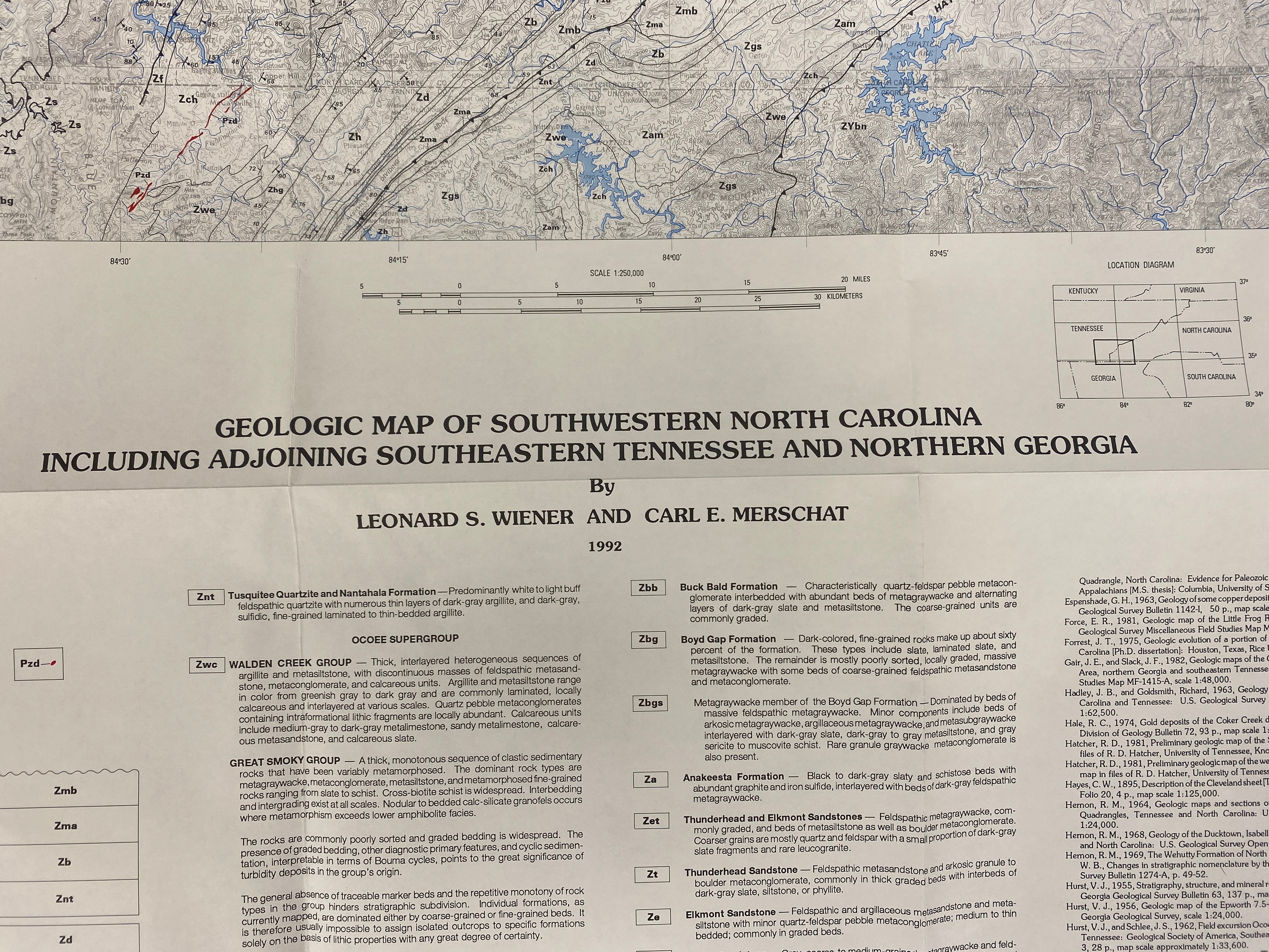 Lot of 5 Vintage North Carolina Geological Survey Wall Maps 1971-1992