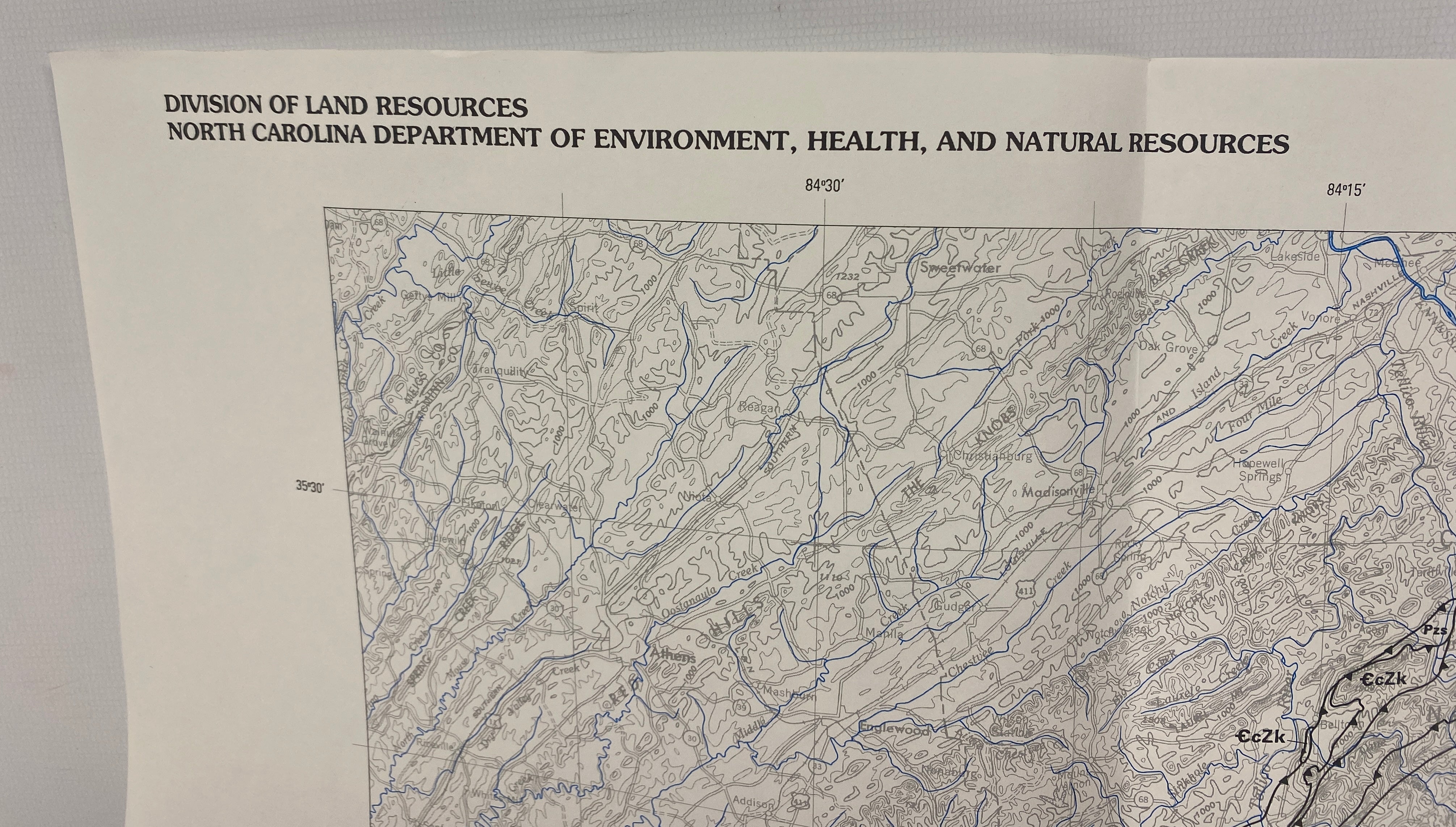 Lot of 5 Vintage North Carolina Geological Survey Wall Maps 1971-1992
