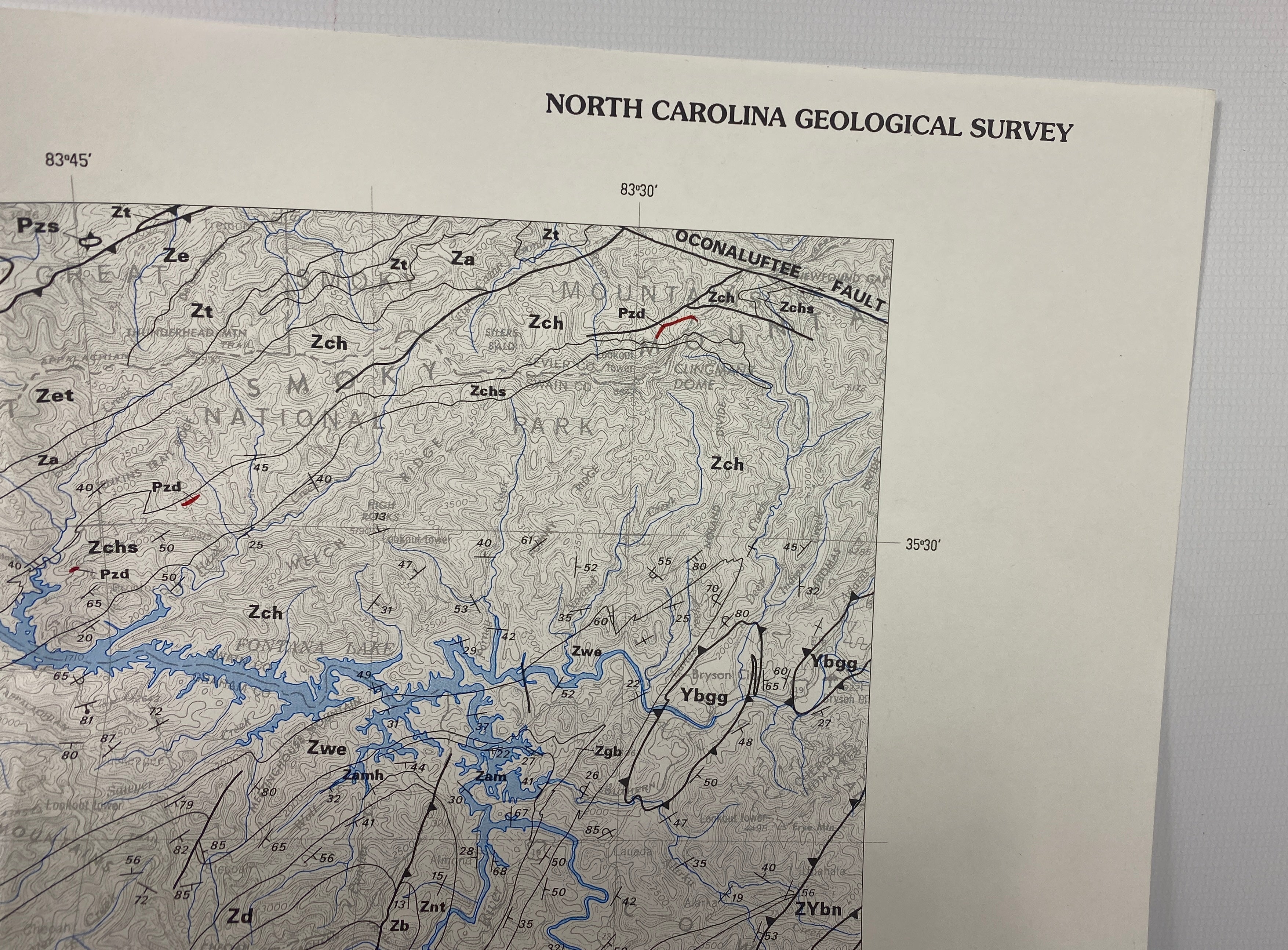 Lot of 5 Vintage North Carolina Geological Survey Wall Maps 1971-1992