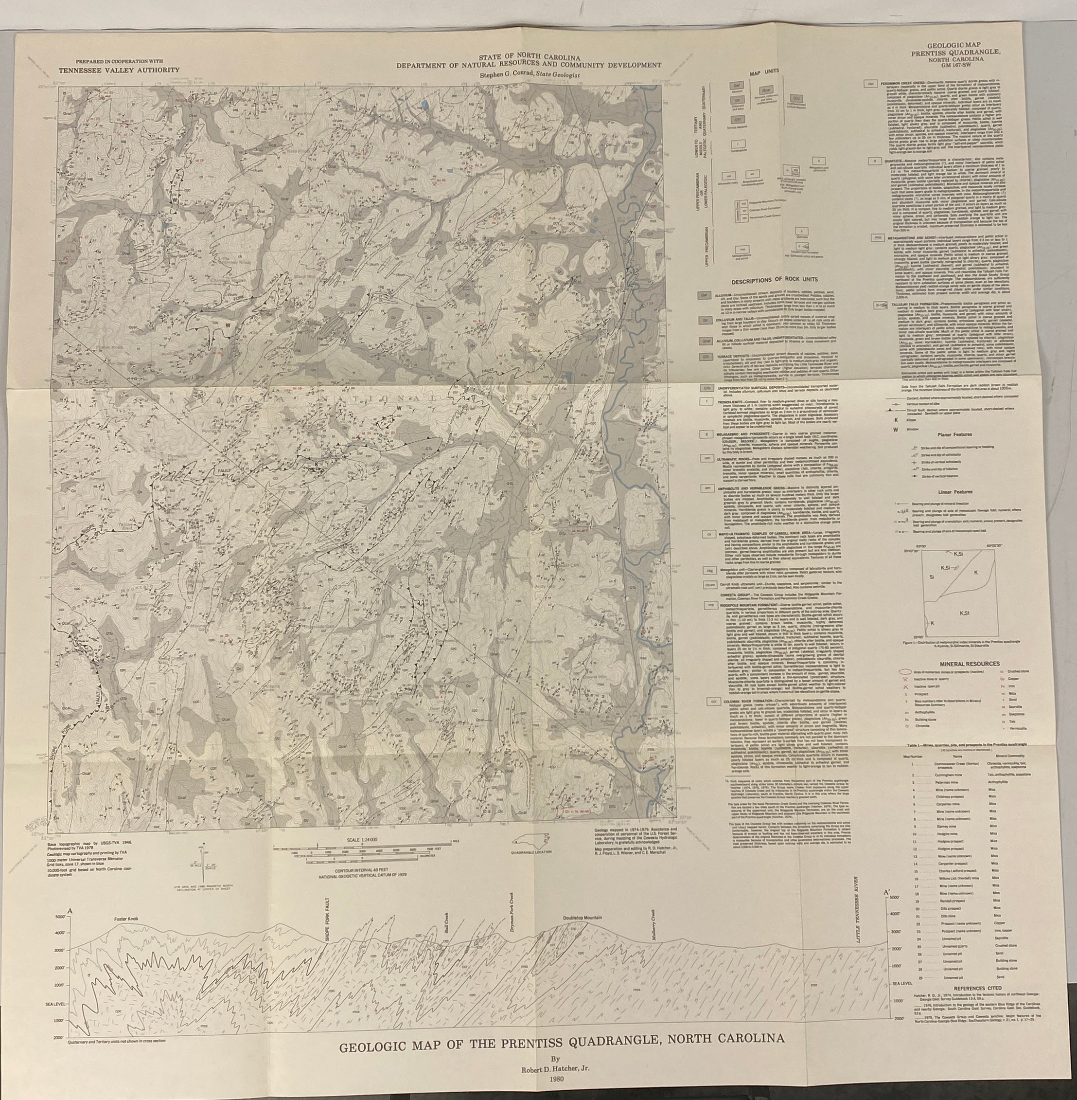 Lot of 5 Vintage North Carolina Geological Survey Wall Maps 1971-1992