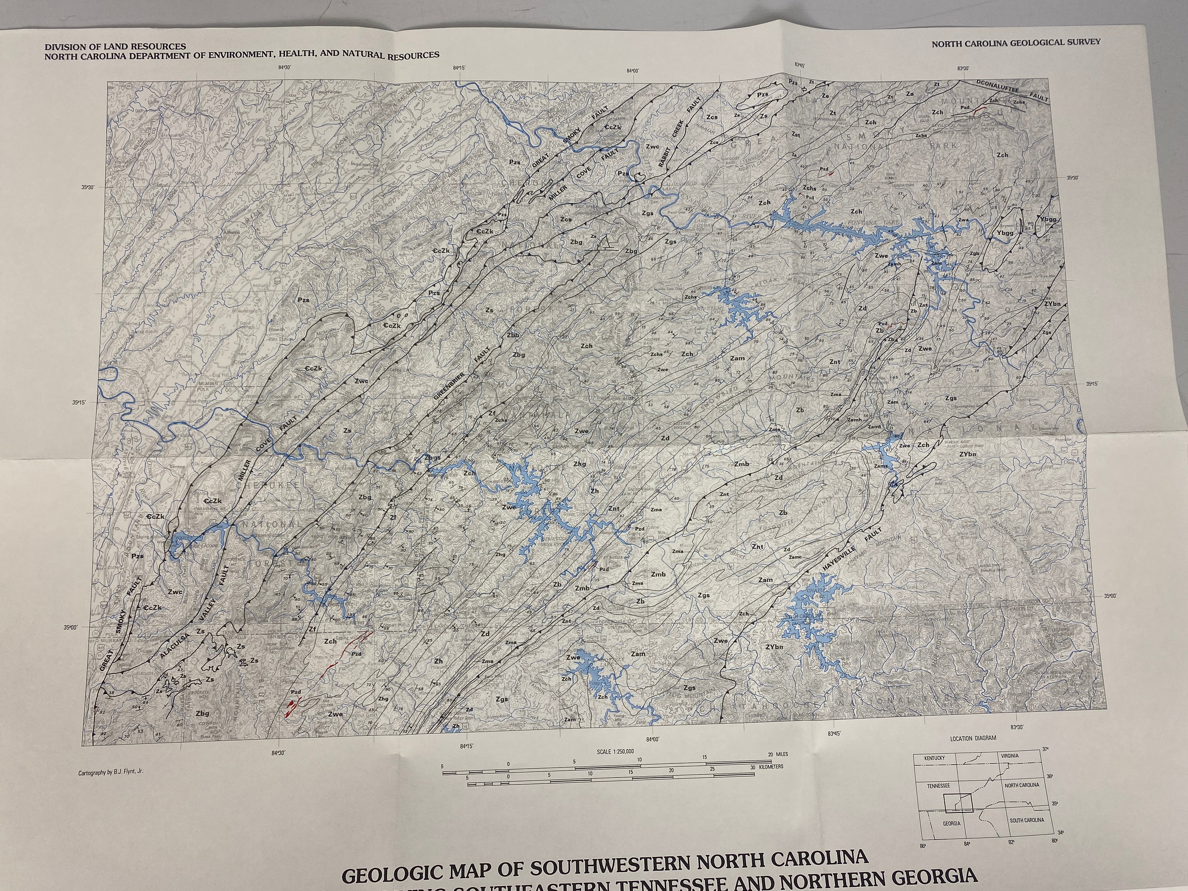 Lot of 5 Vintage North Carolina Geological Survey Wall Maps 1971-1992