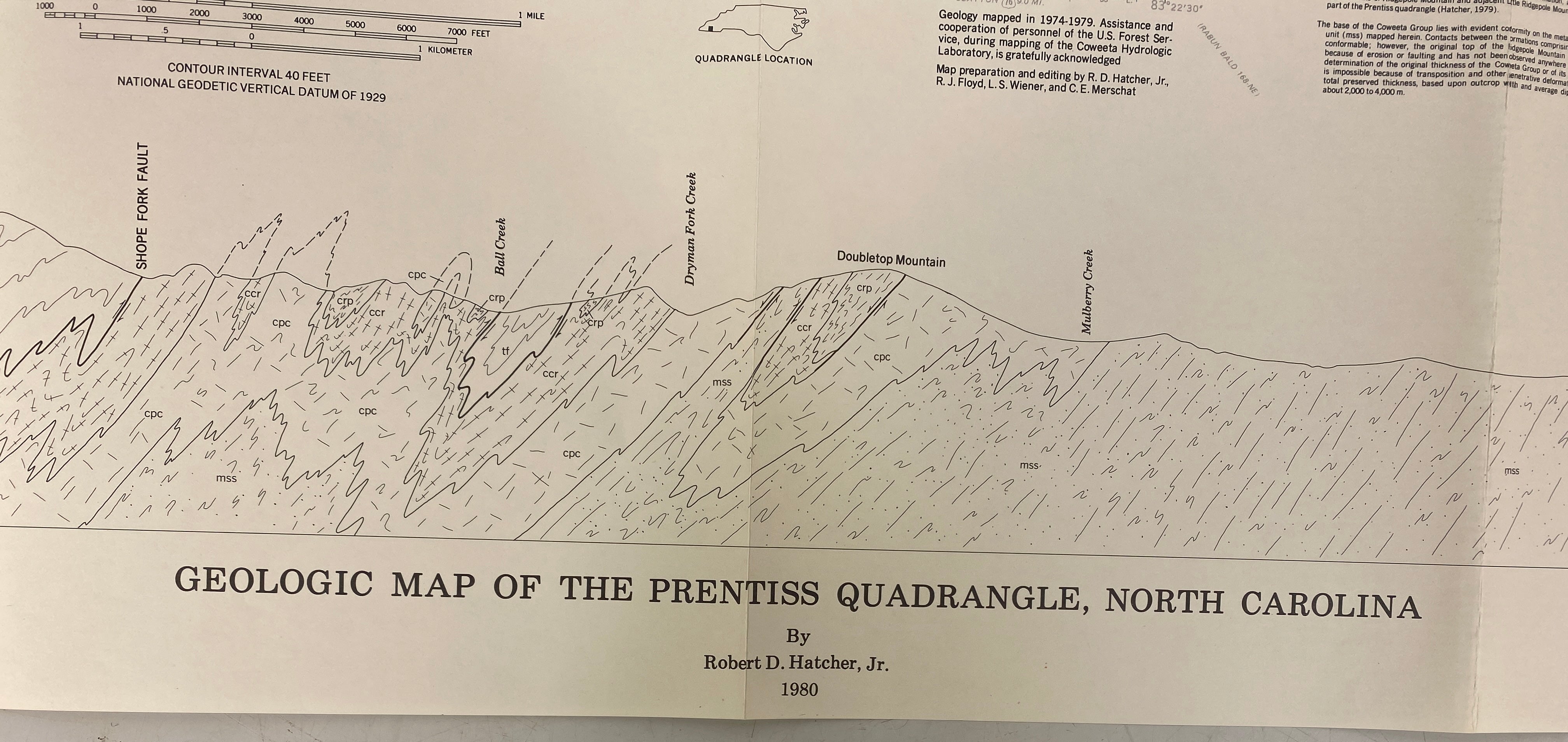 Lot of 5 Vintage North Carolina Geological Survey Wall Maps 1971-1992
