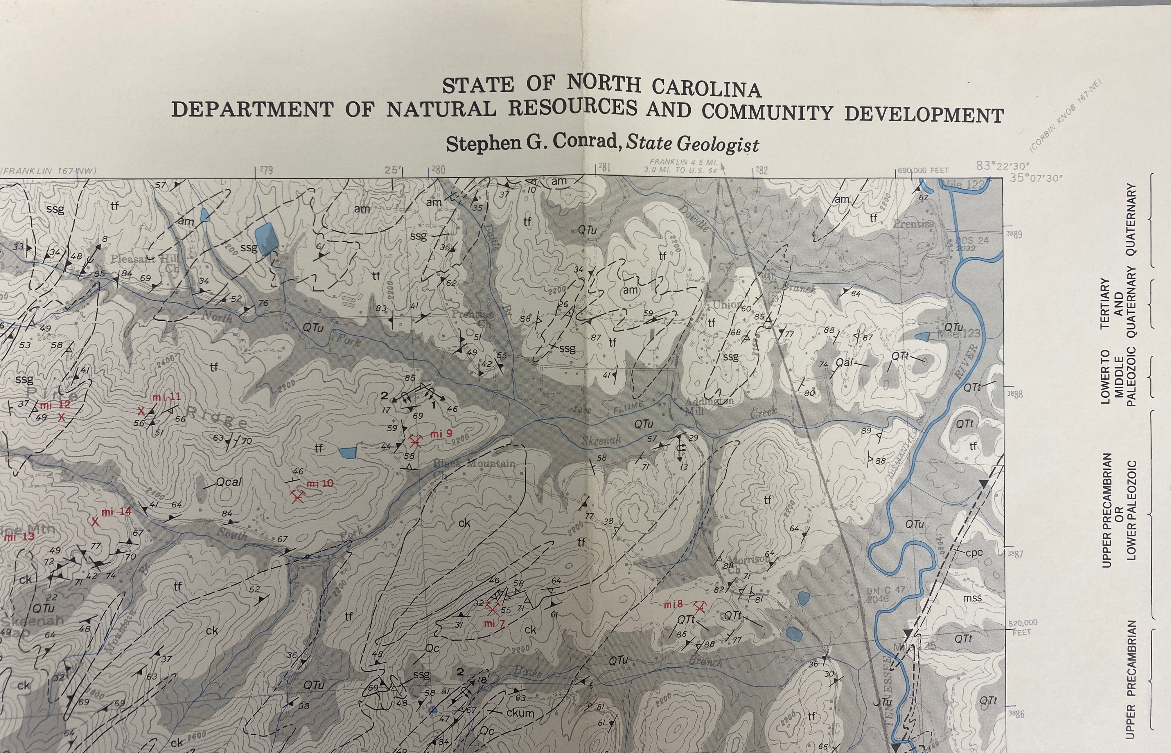 Lot of 5 Vintage North Carolina Geological Survey Wall Maps 1971-1992