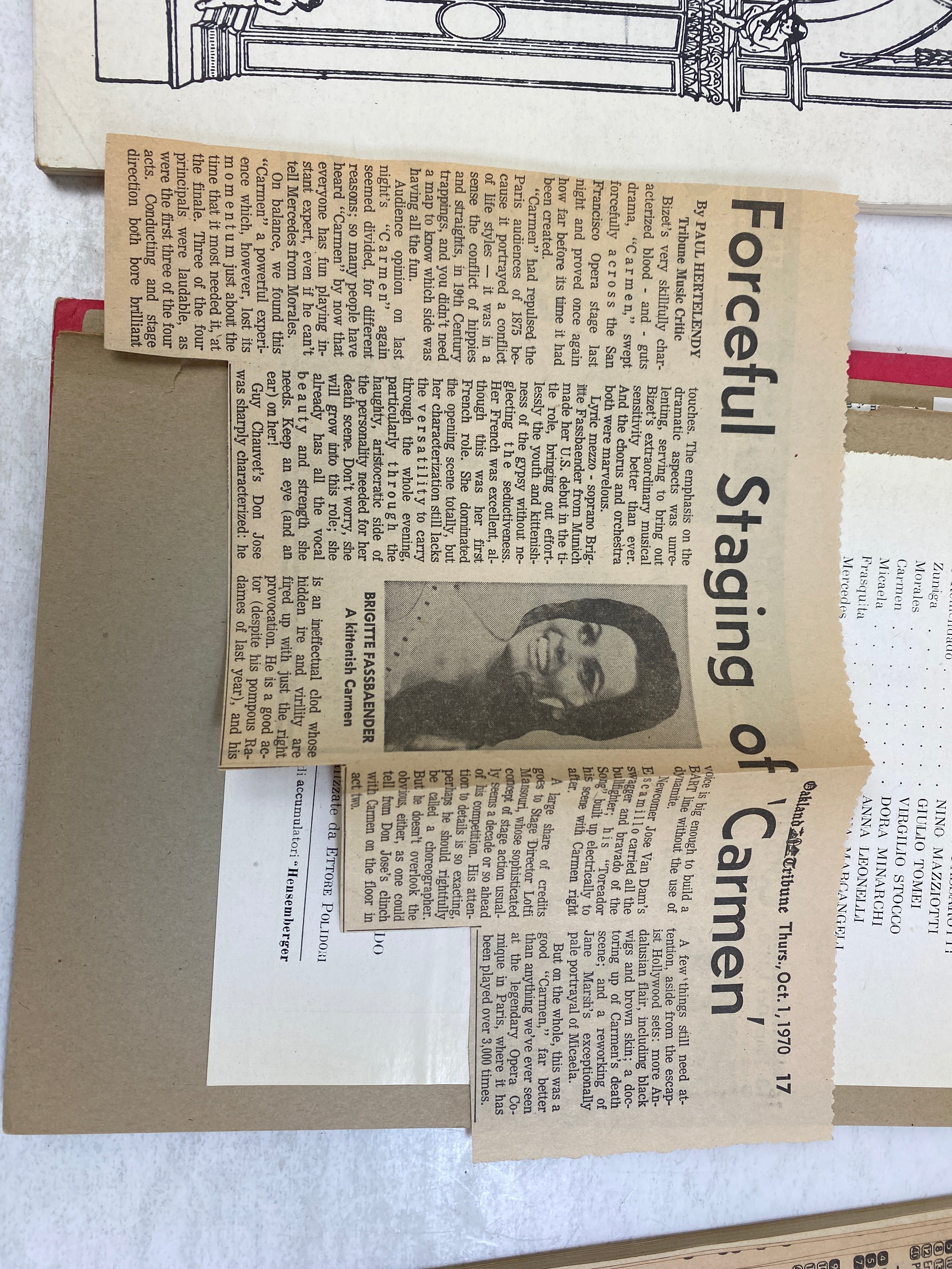 Lot of 5 Vintage Opera Programs Carmen w/ ephemera