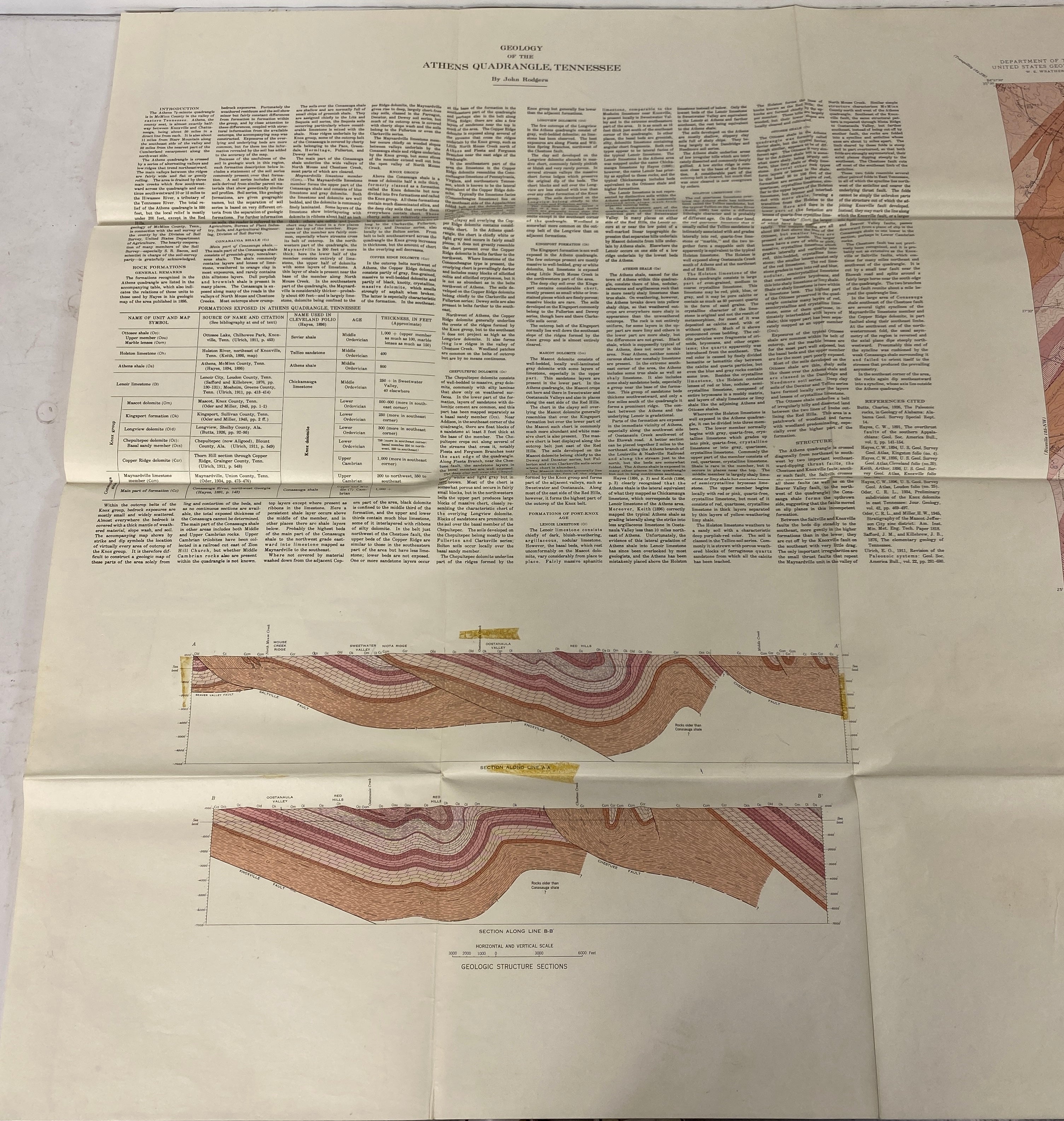 Lot of 5 Vintage US Geological Maps Georgia/Tennessee/Kentucky/Arkansas