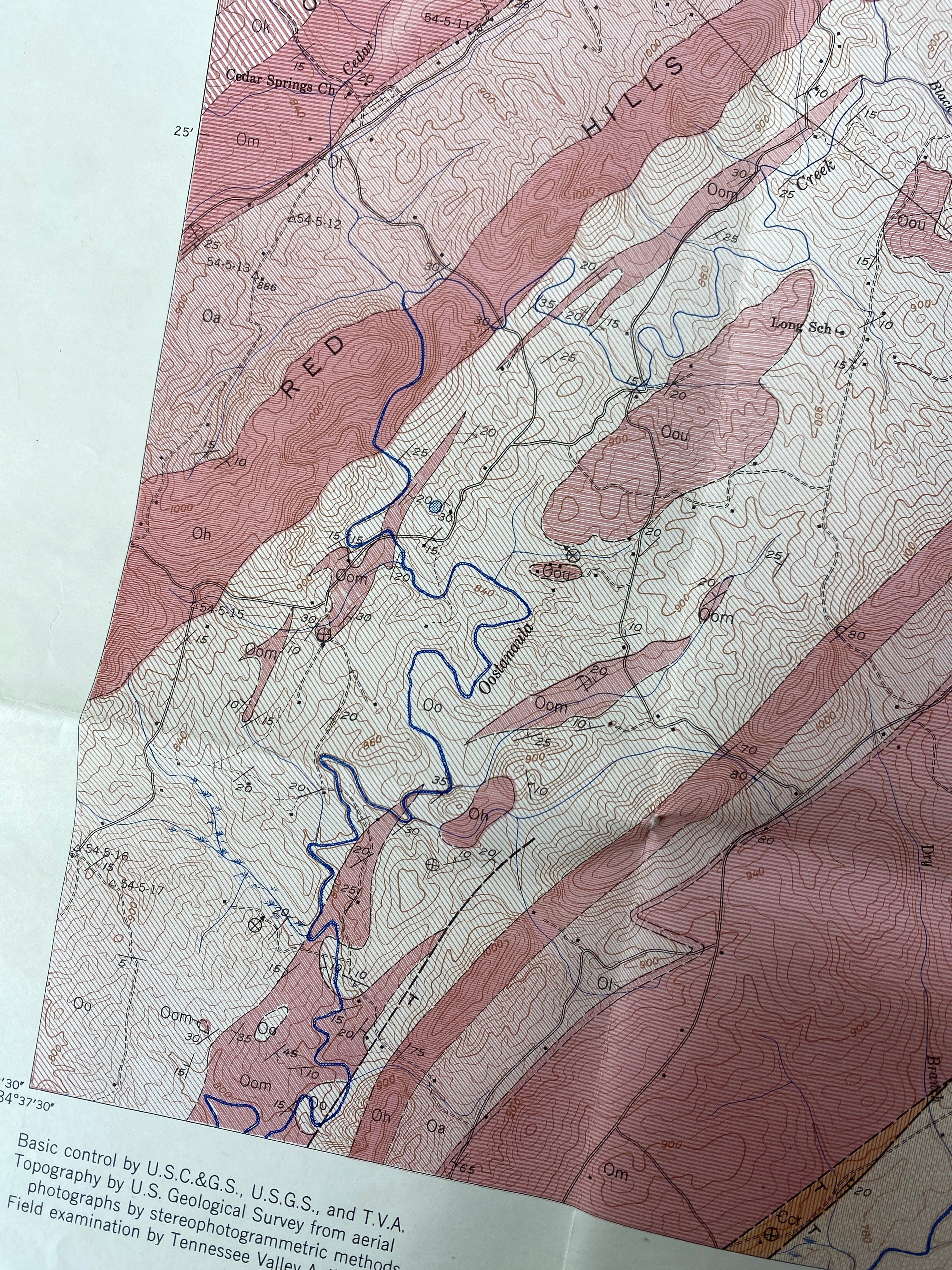Lot of 5 Vintage US Geological Maps Georgia/Tennessee/Kentucky/Arkansas