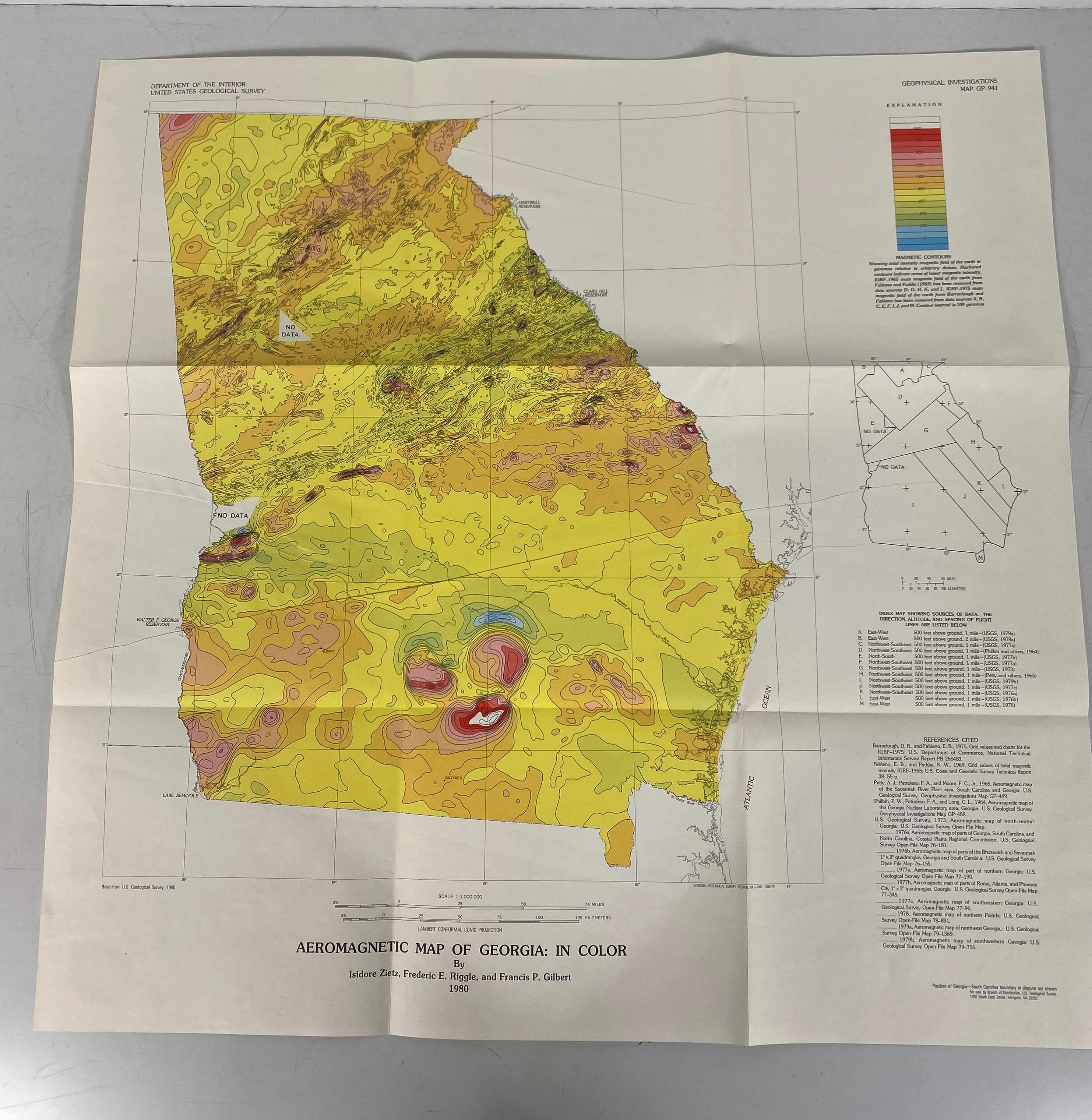 Lot of 5 Vintage US Geological Maps Georgia/Tennessee/Kentucky/Arkansas