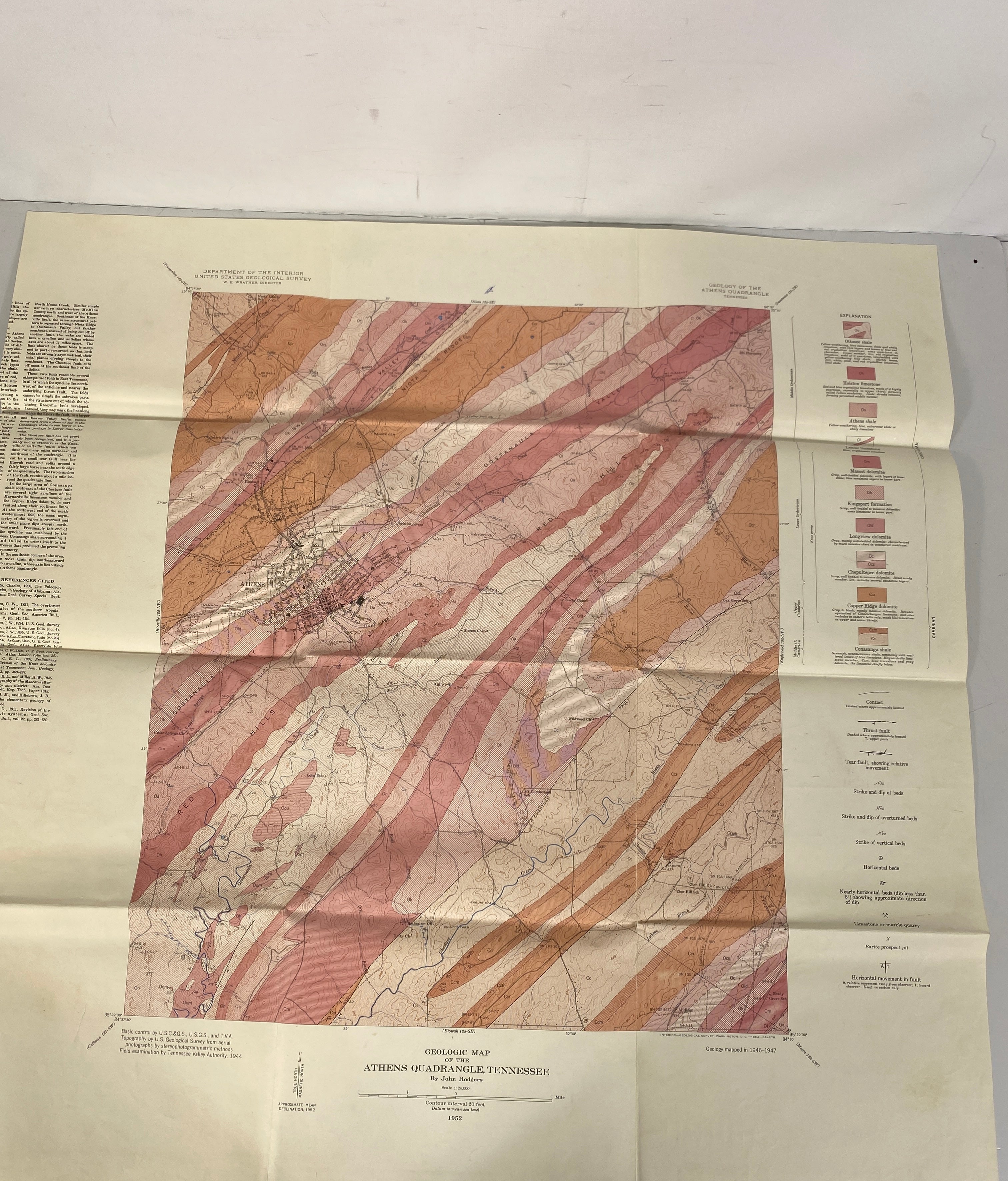 Lot of 5 Vintage US Geological Maps Georgia/Tennessee/Kentucky/Arkansas