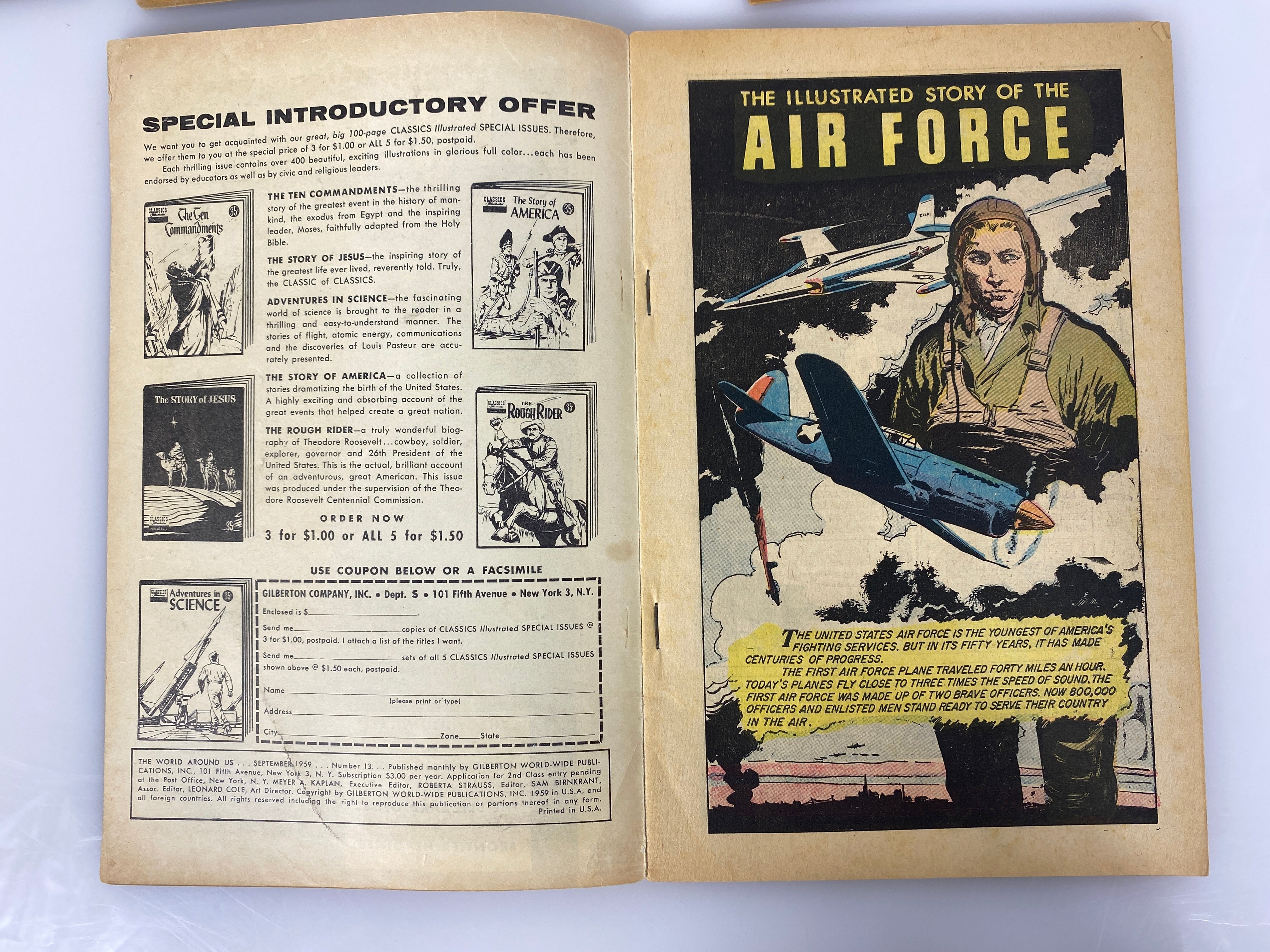 Lot of 5 World Around Us: Army Navy Marines Air Force Coast Guard 1959 Comics