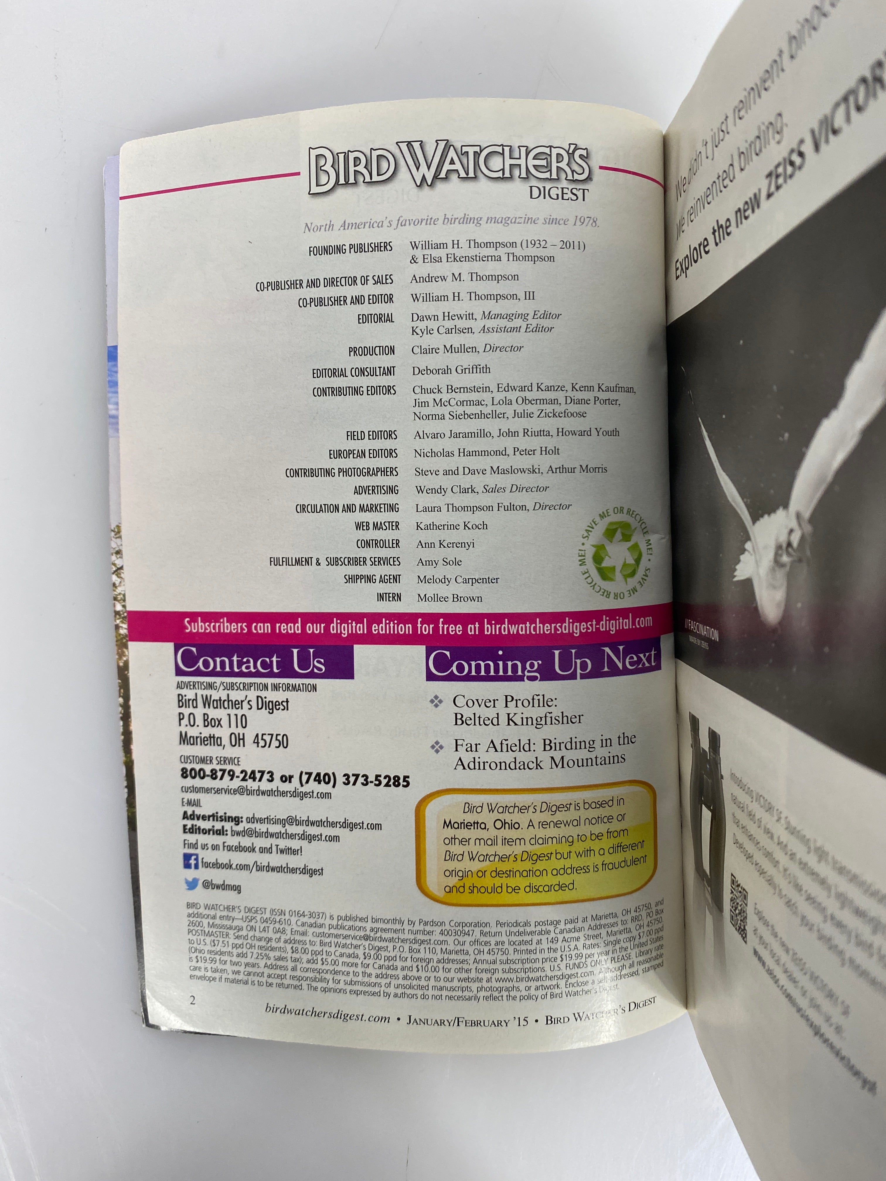 Lot of 6: Bird Watchers Digest Complete 2015 Set