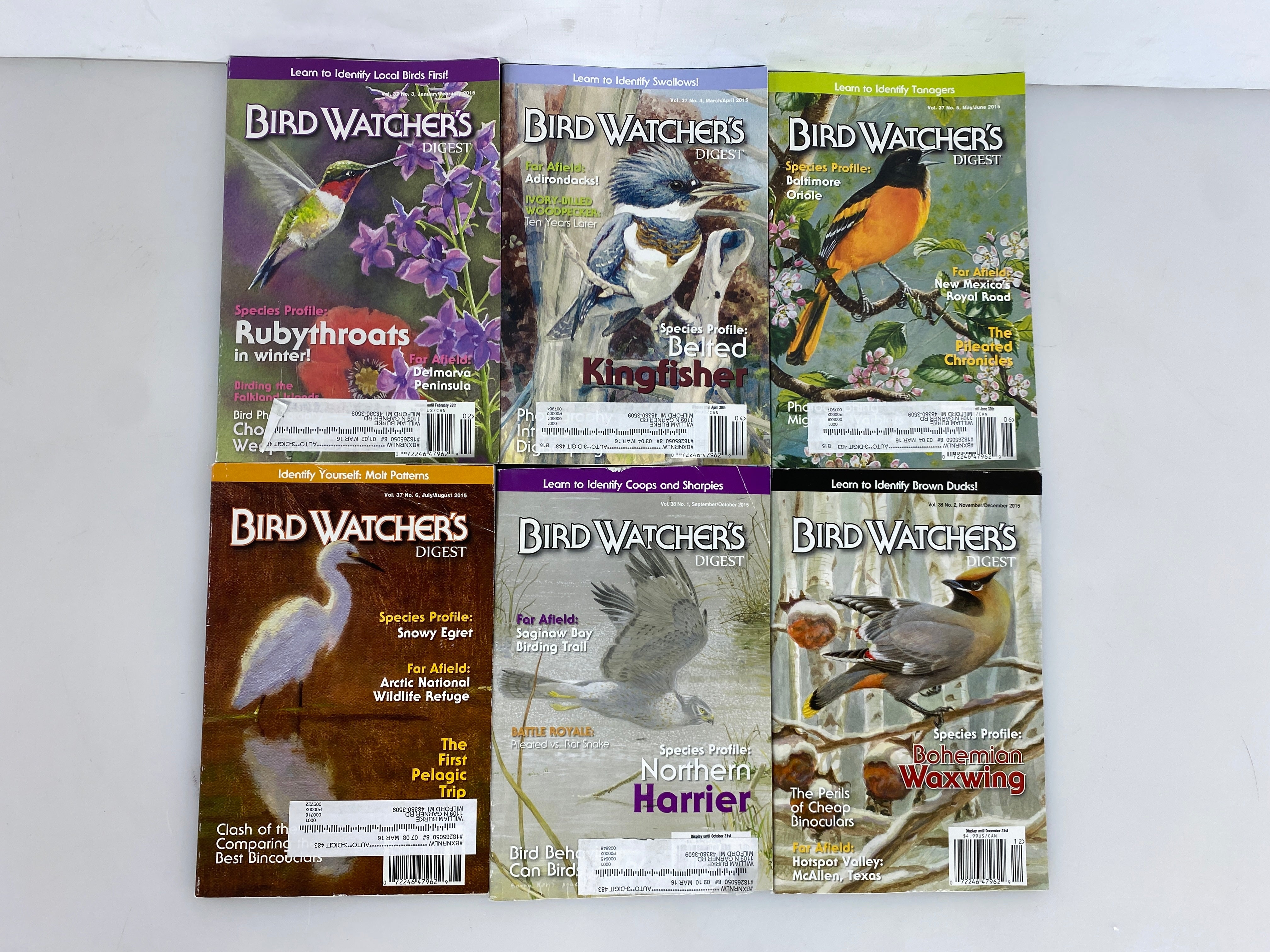 Lot of 6: Bird Watchers Digest Complete 2015 Set