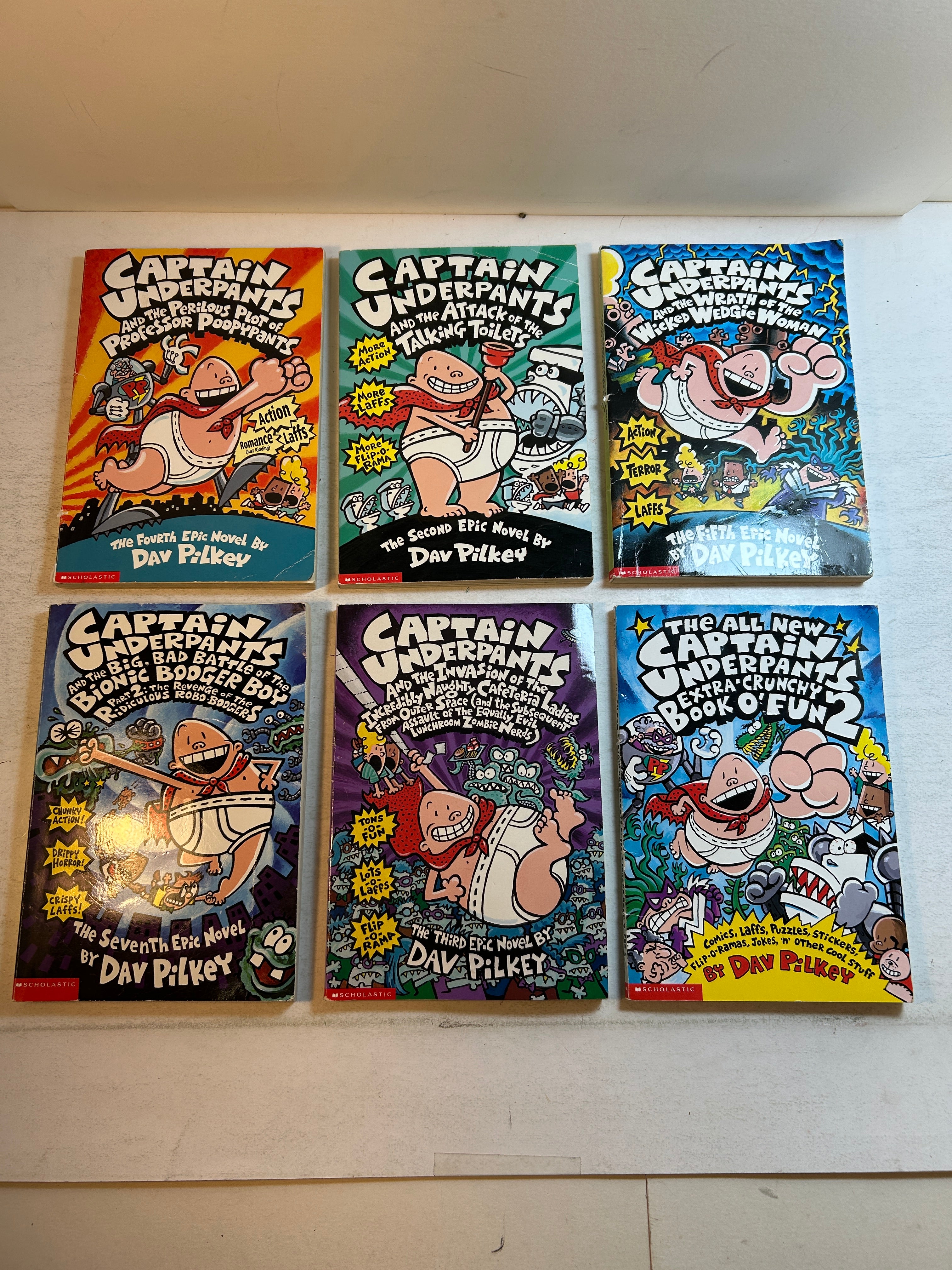 Lot of 6: Captain Underpants by Dav Pilkey Scholastic Paperbacks SC