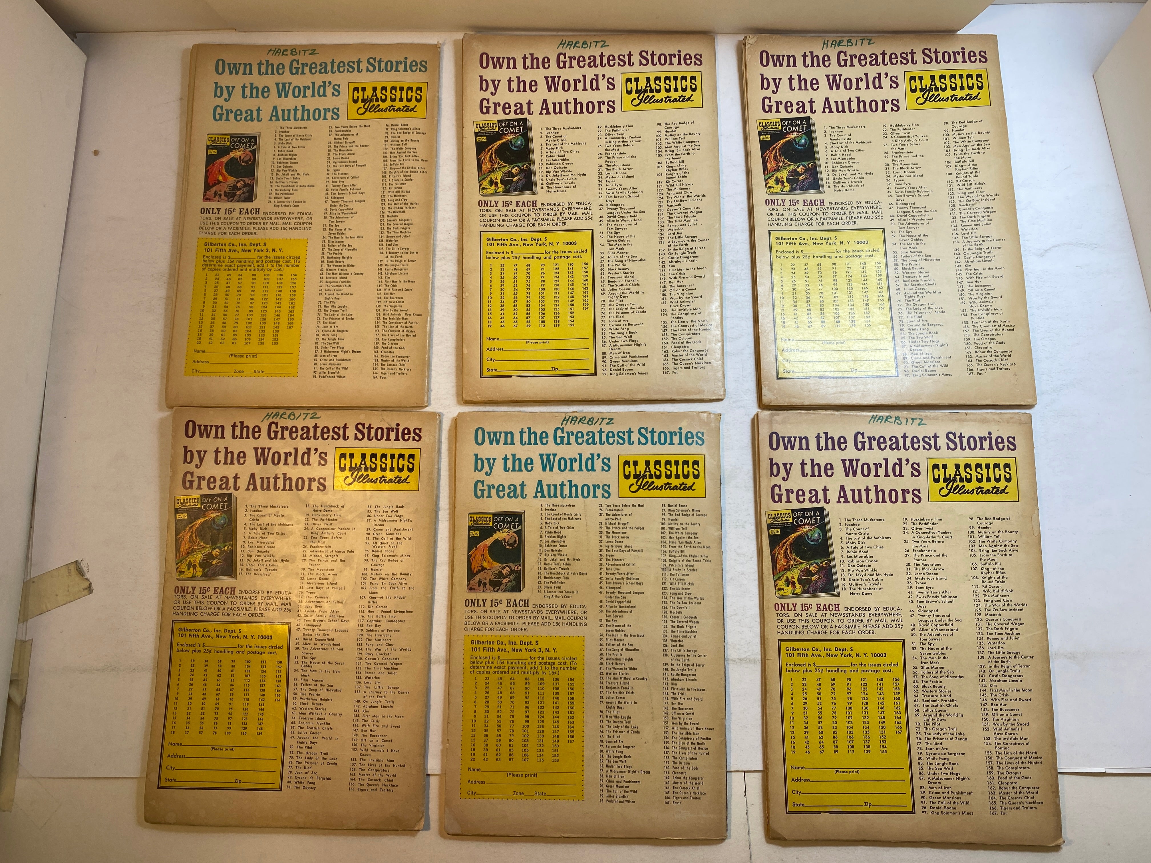 Lot of 6 Classics Illustrated 143-166