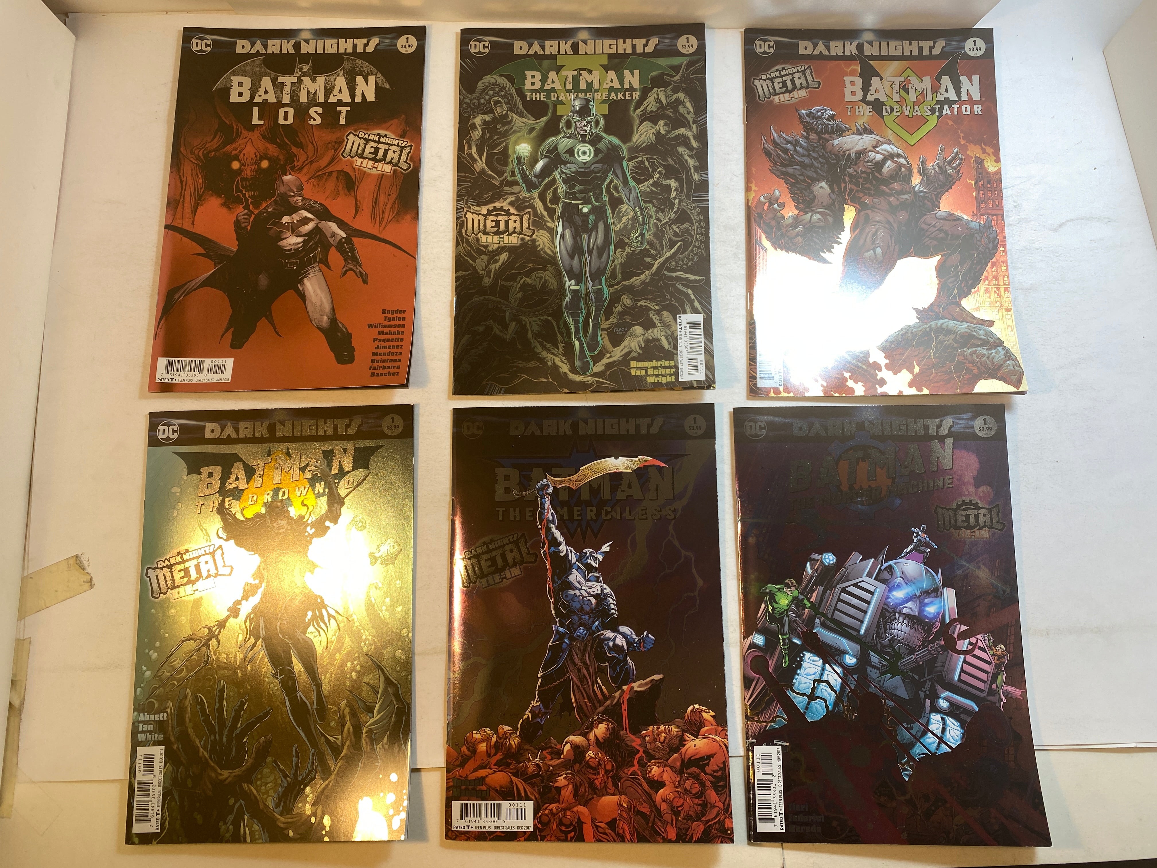 Lot of 6 Dark Nights Metal Tie in Batman Foil Set DC Comics 2017-2018