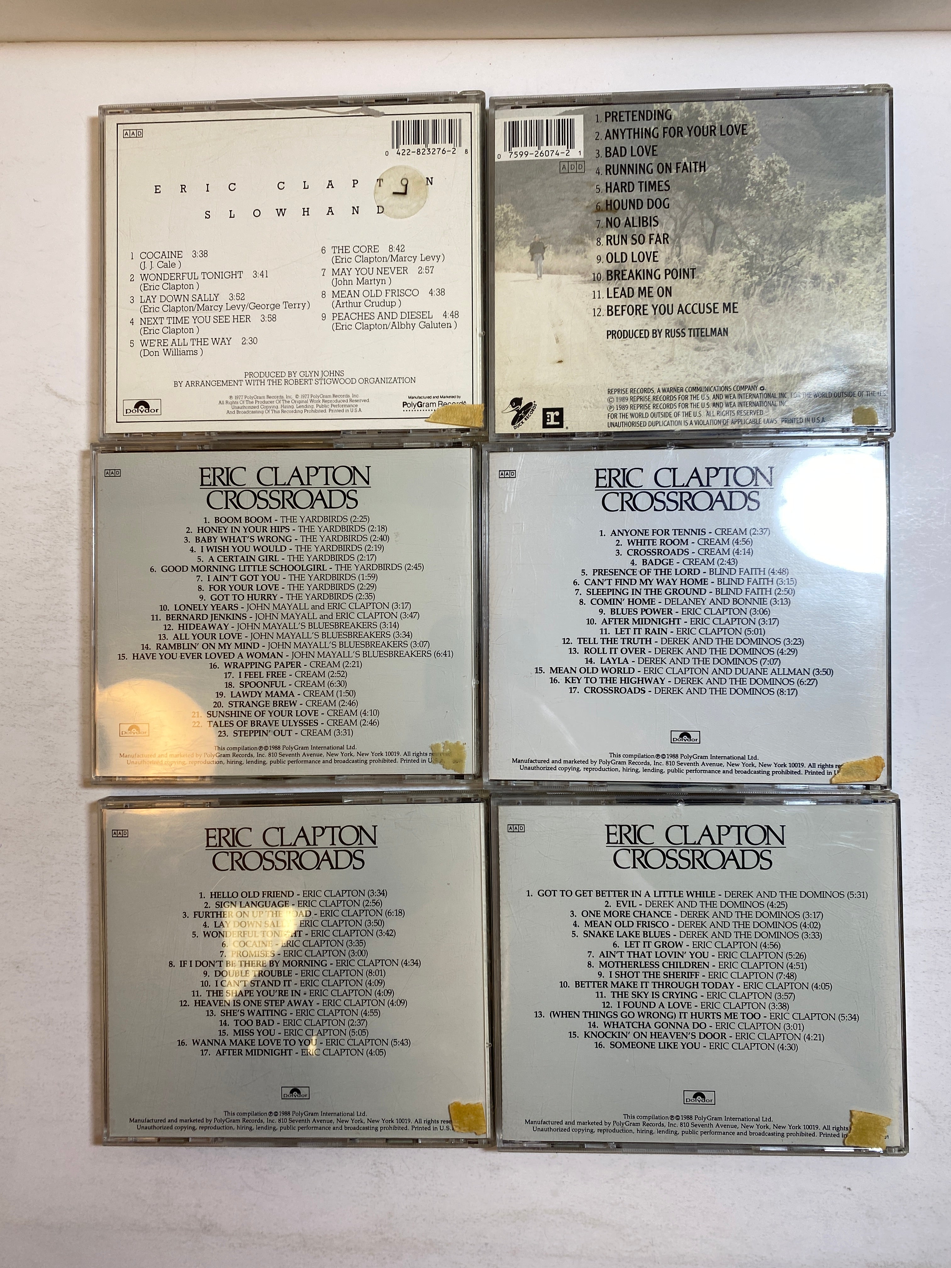 Lot of 6 Eric Clapton CDs Crossroads Slowhand Journeyman 1977-1989